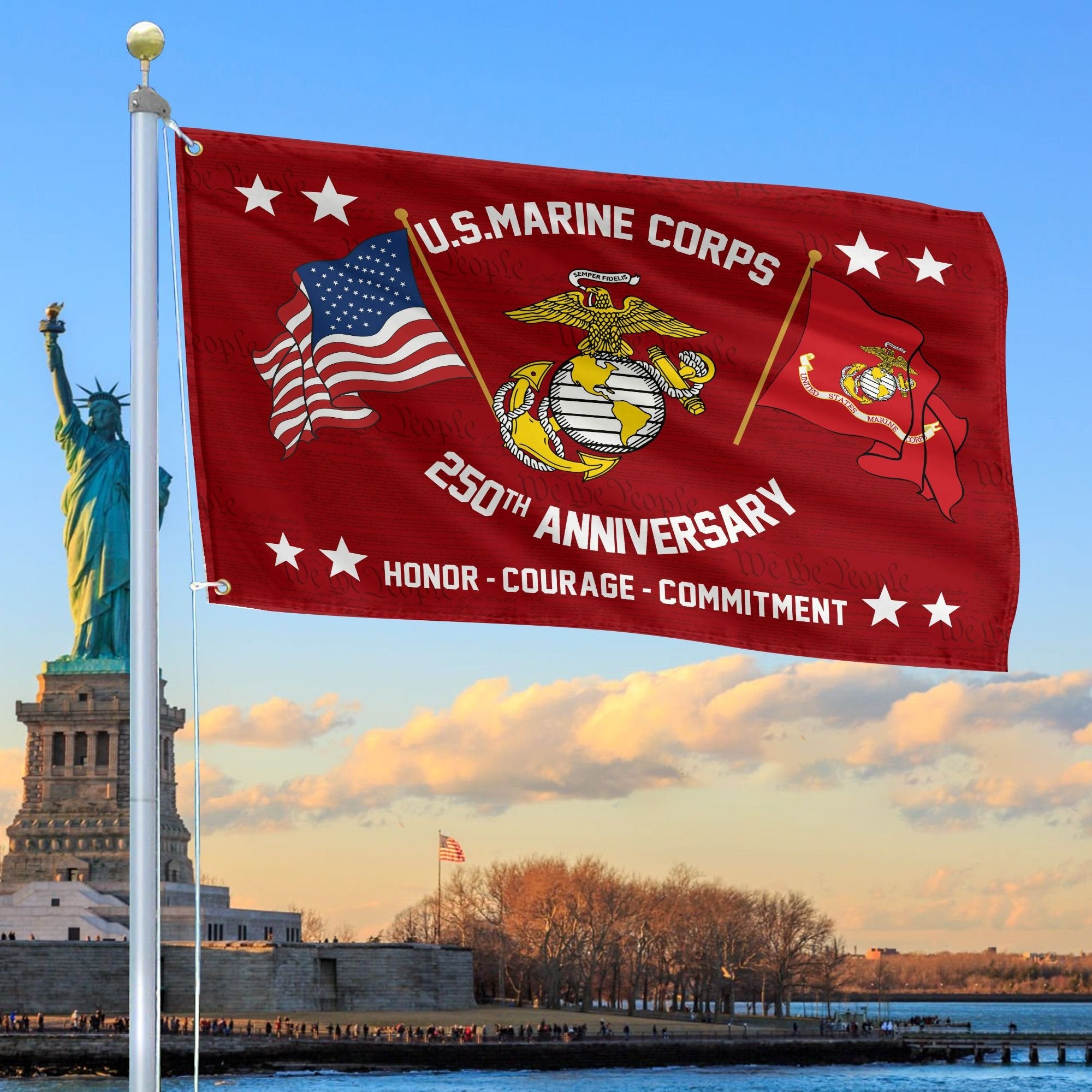 Premium 250th Anniversary Marine Corps Flag