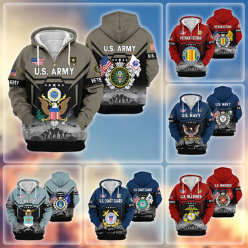 Premium US Veterans Zip Hoodie BPHN011014