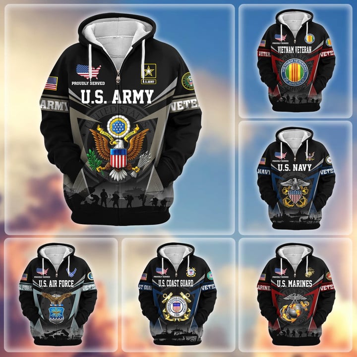 Premium US Veterans Zip Hoodie BPHN131012