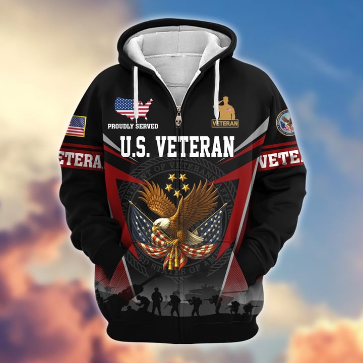 Premium US Veterans Zip Hoodie BPHN131012