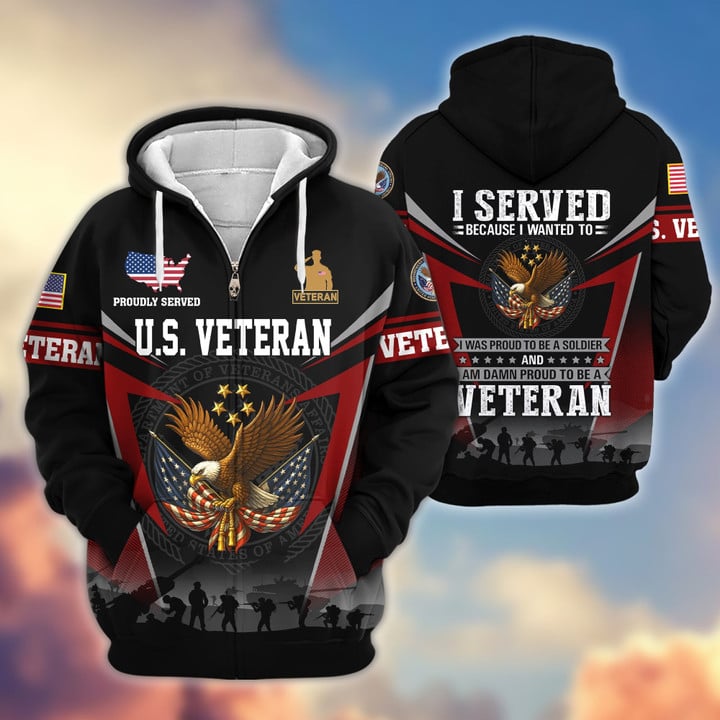 Premium US Veterans Zip Hoodie BPHN131012