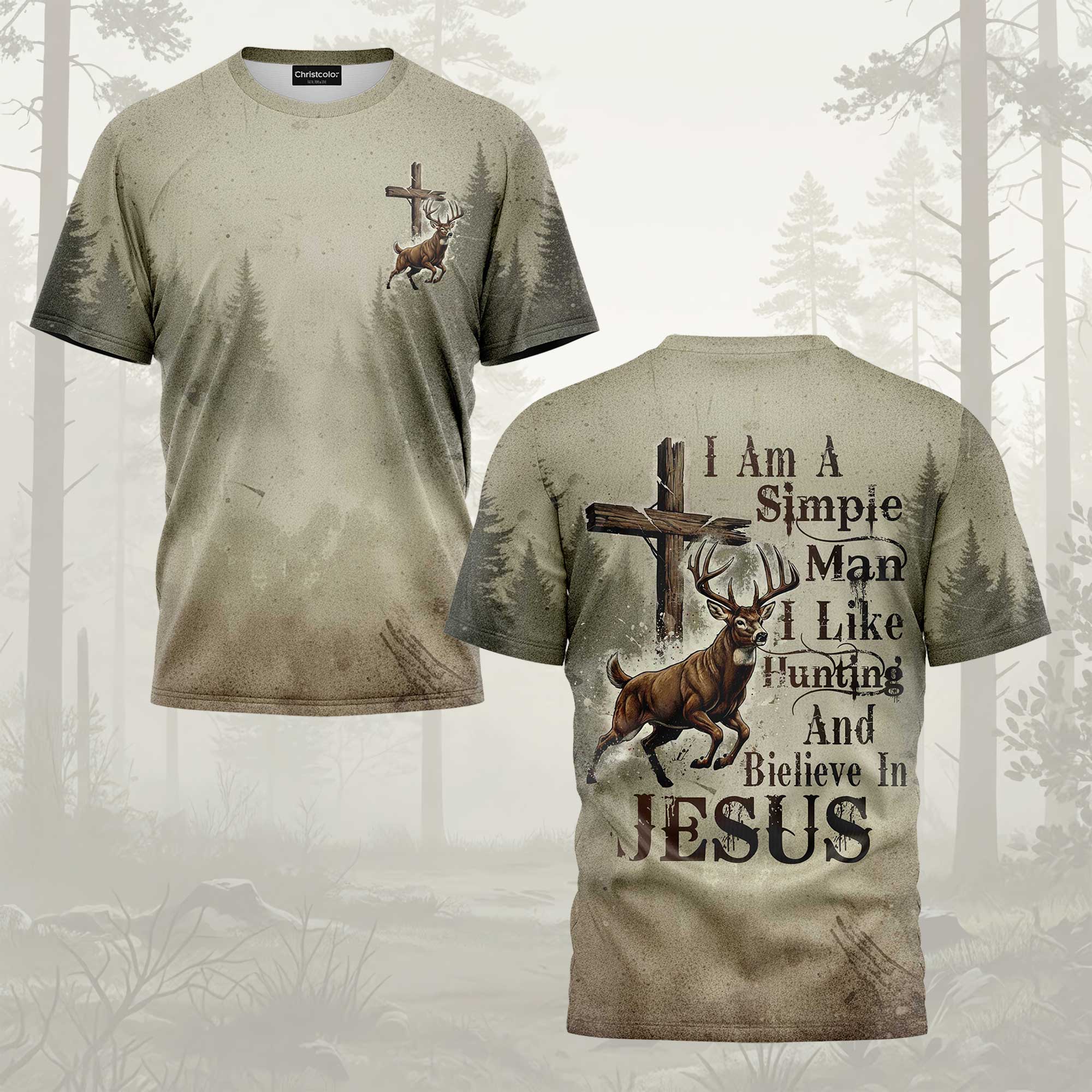 I Like Hunting And Believe In Jesus All Over Print T-Shirt