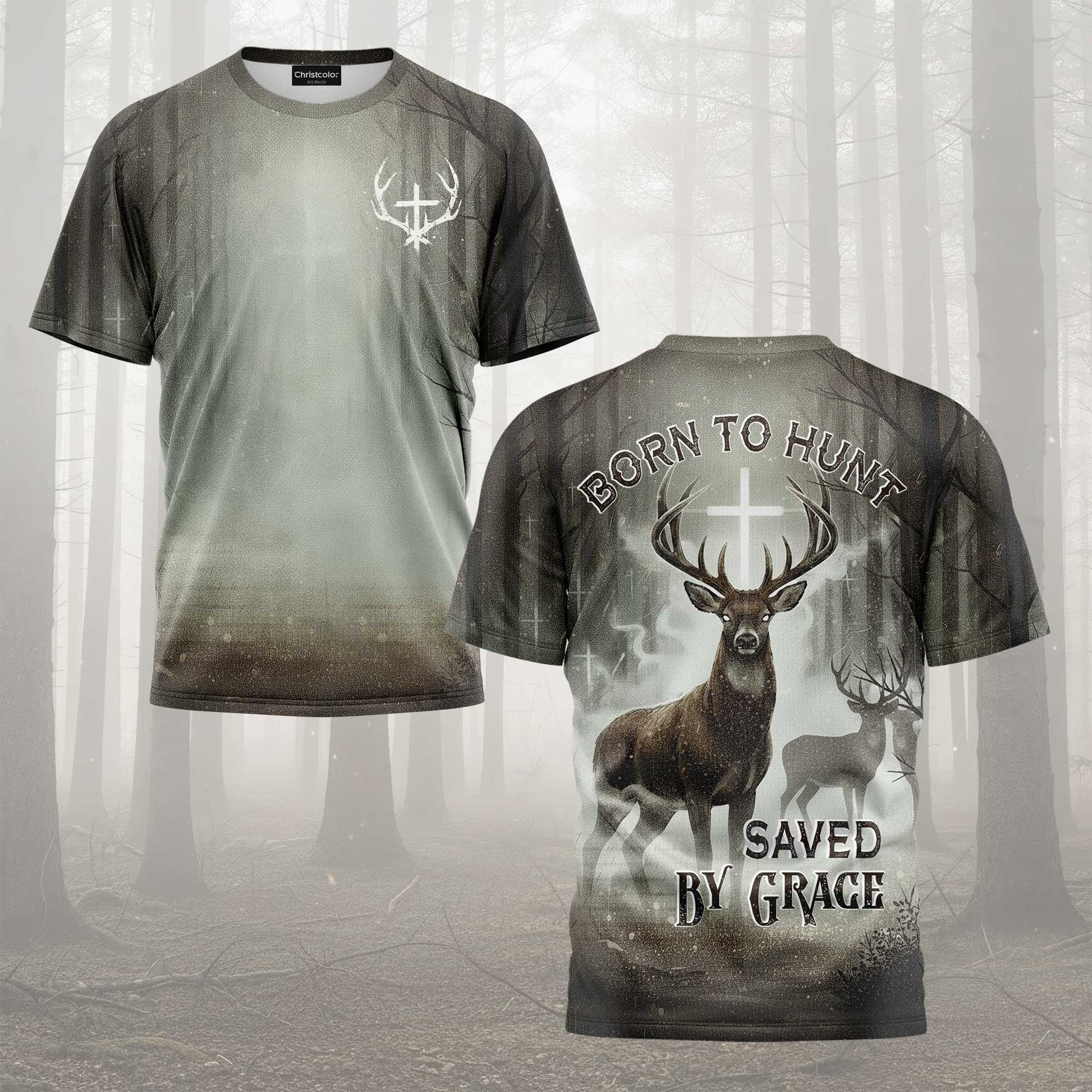 Born To Hunt Saved By Grace All Over Print T-Shirt