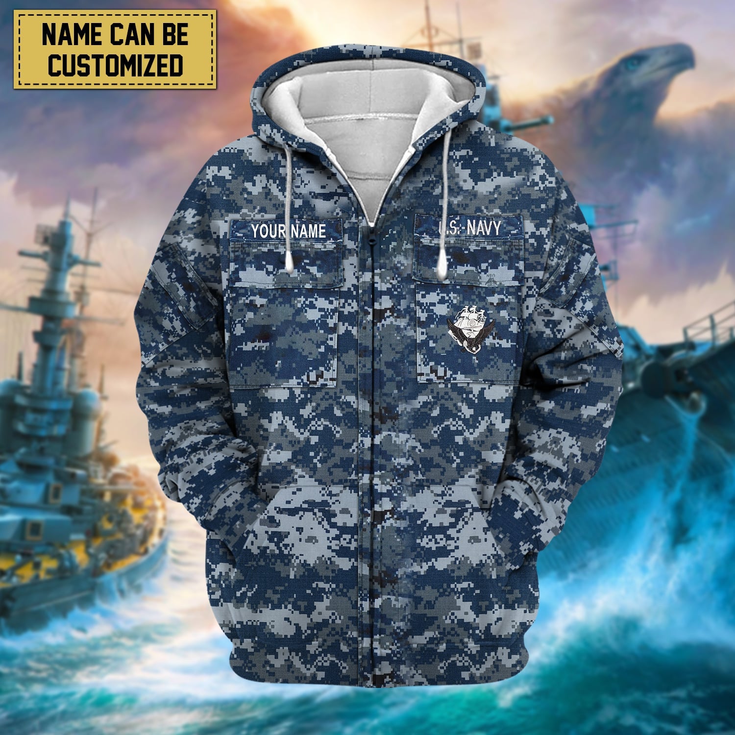 Premium Personalised US Veteran Zip Hoodie NPVC230801