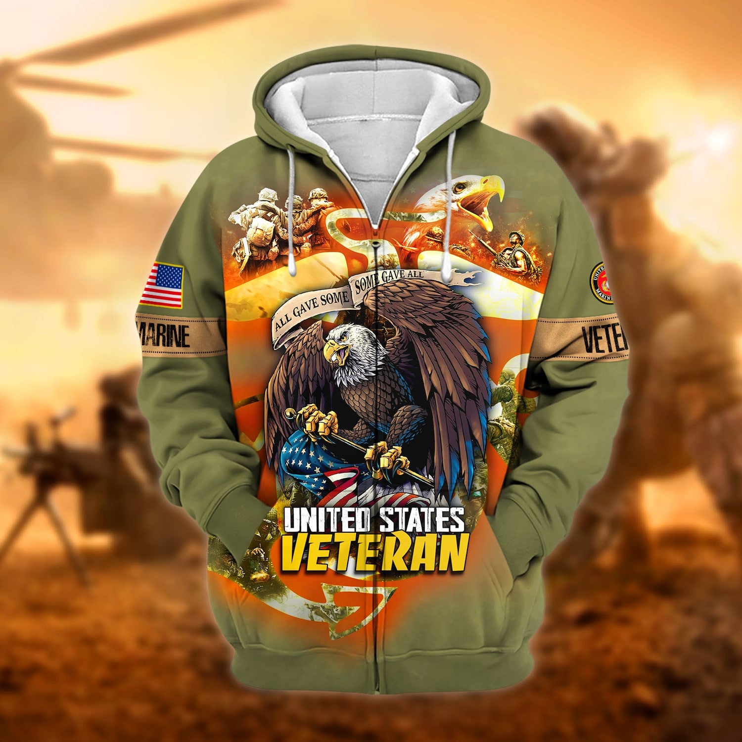 Unique All Gave Some US Veteran Zip Hoodie NPVC251115