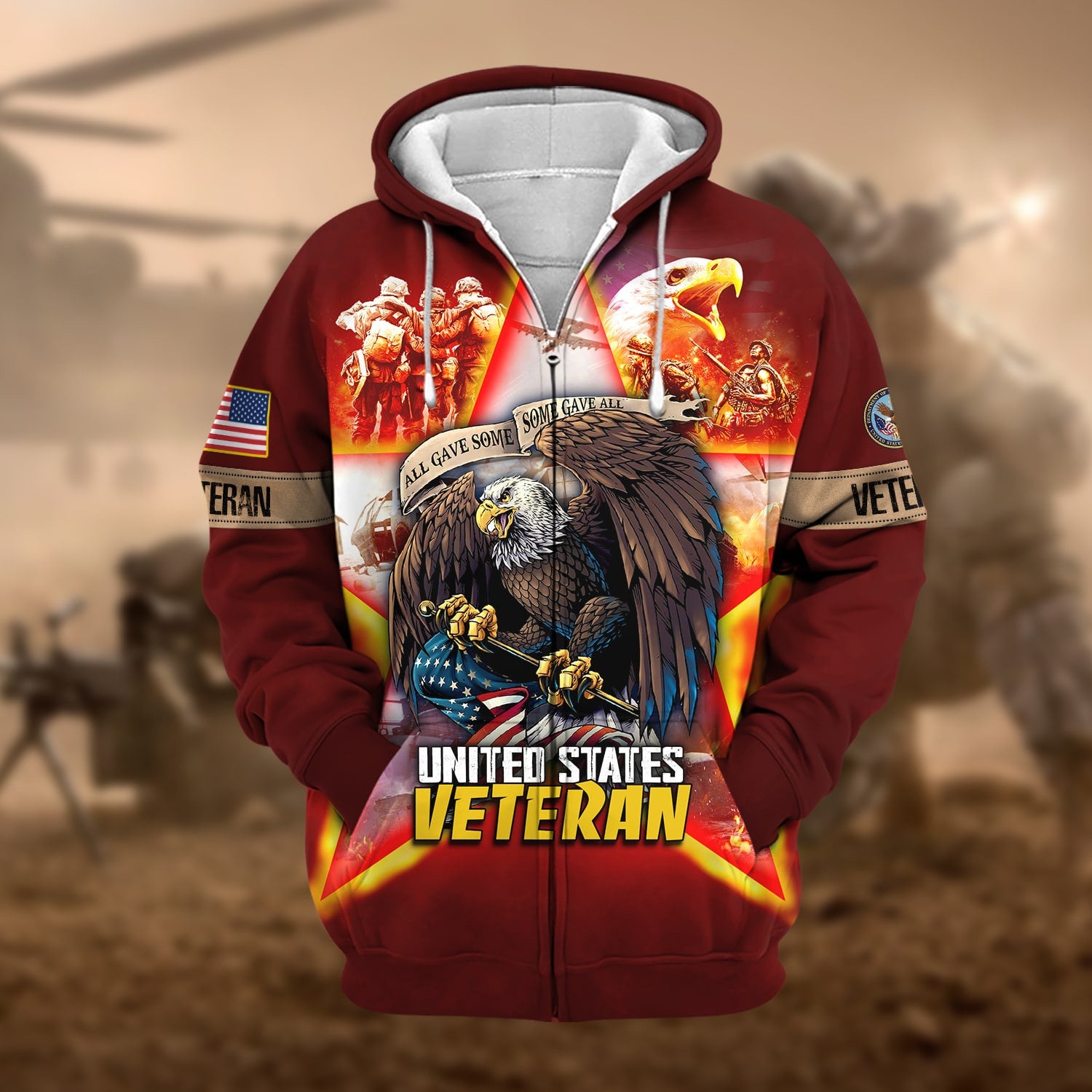 Unique All Gave Some US Veteran Zip Hoodie NPVC251115