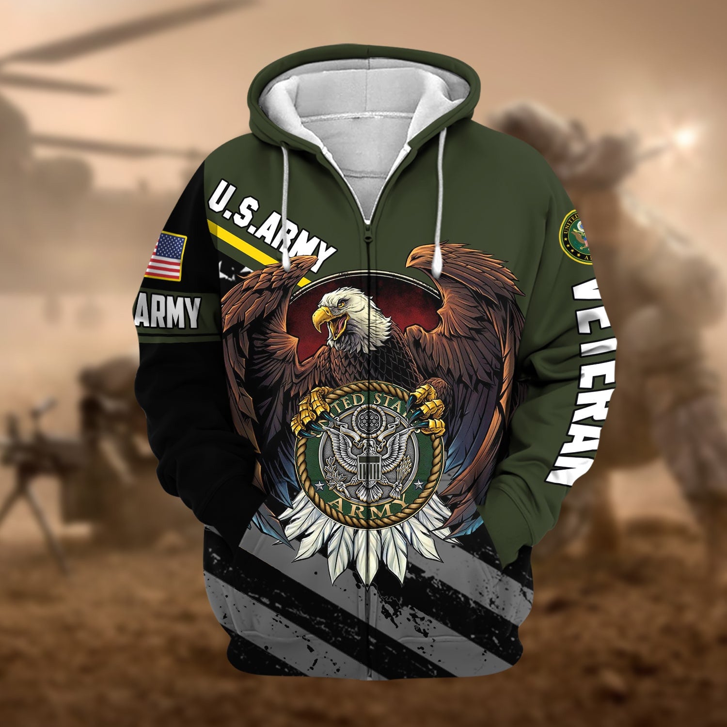 Premium Eagle US Veteran Zip Hoodie NPVC041103