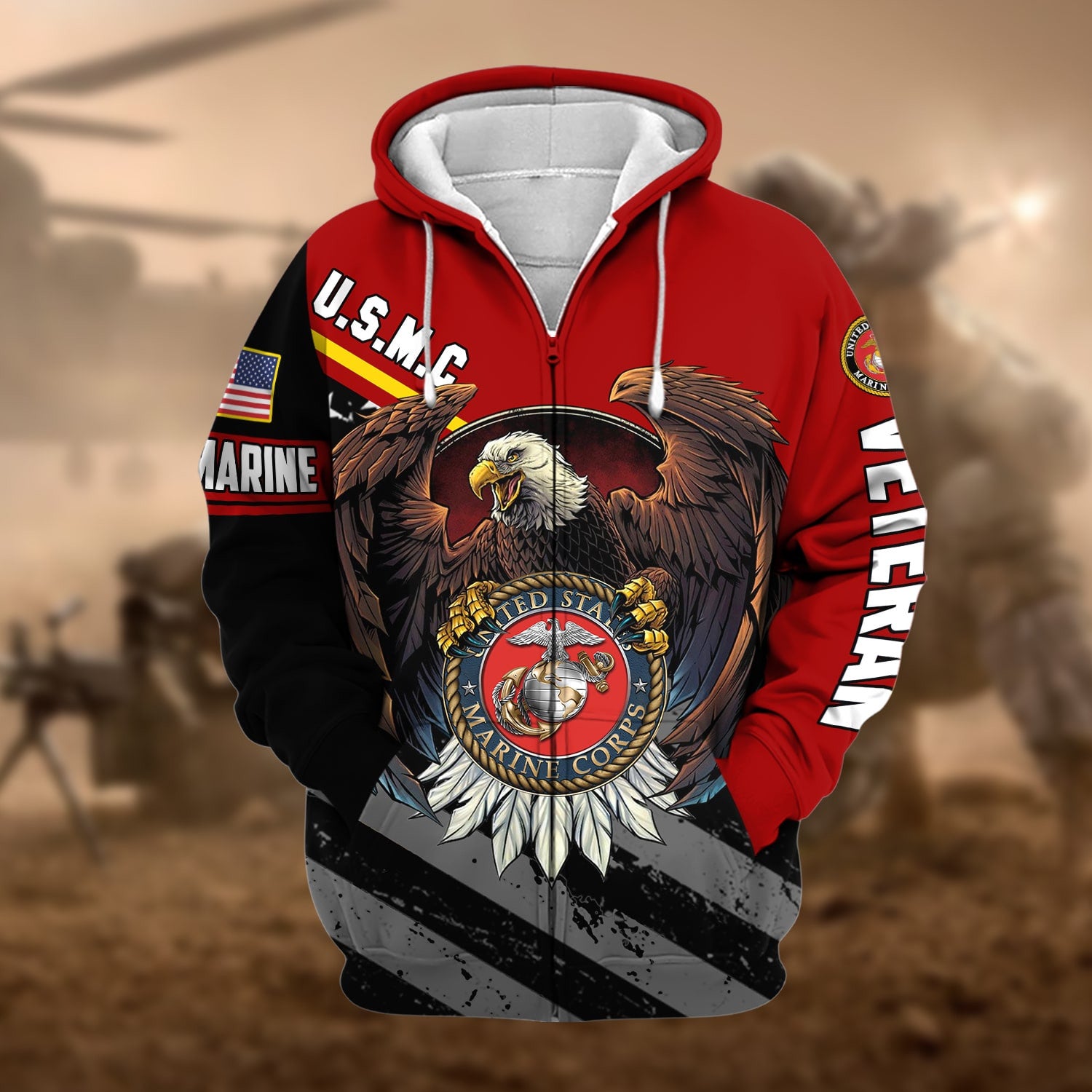 Premium Eagle US Veteran Zip Hoodie NPVC041103