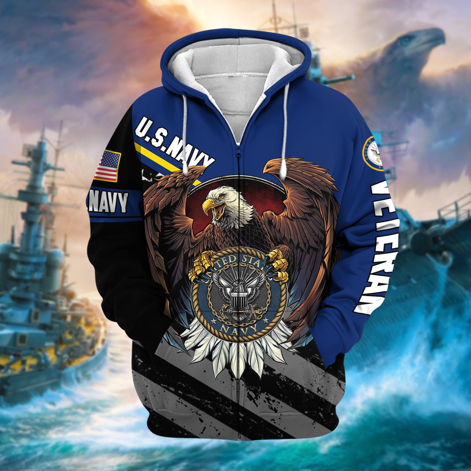 Premium Eagle US Veteran Zip Hoodie NPVC041103