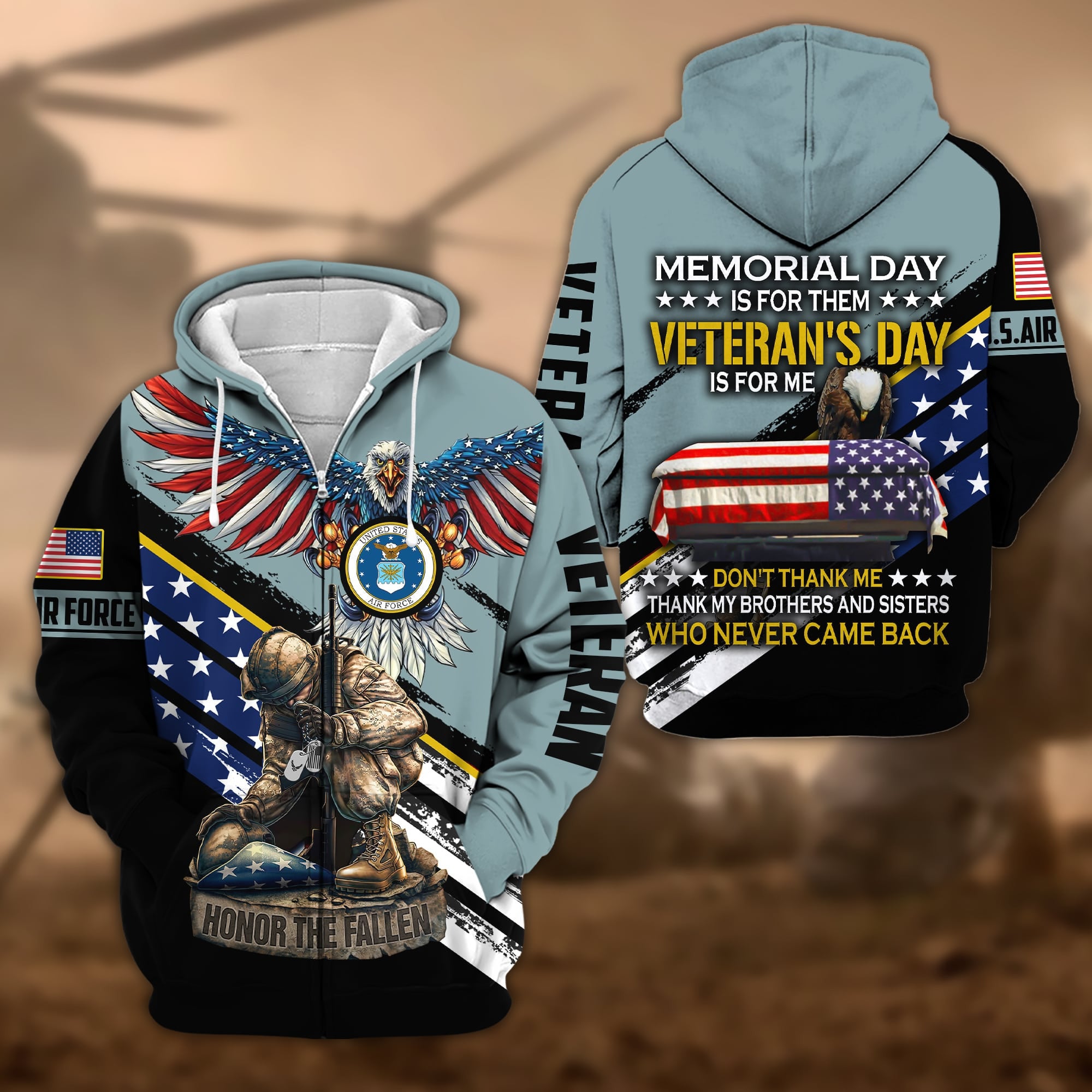 Premium Memorial Day Is For Them Veteran's Day Is For Me US Veteran Zip Hoodie APVC060901