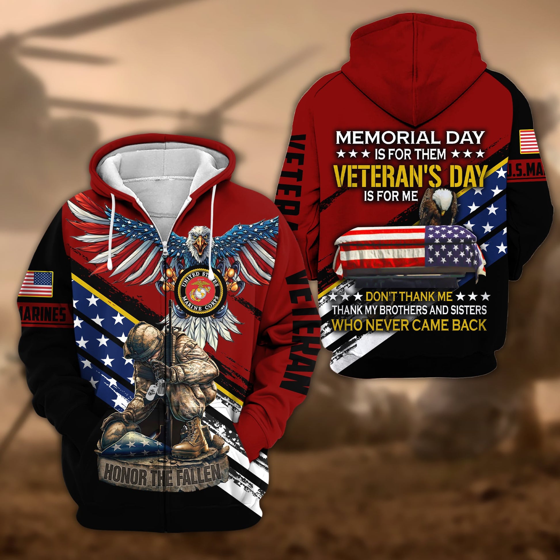 Premium Memorial Day Is For Them Veteran's Day Is For Me US Veteran Zip Hoodie APVC060901