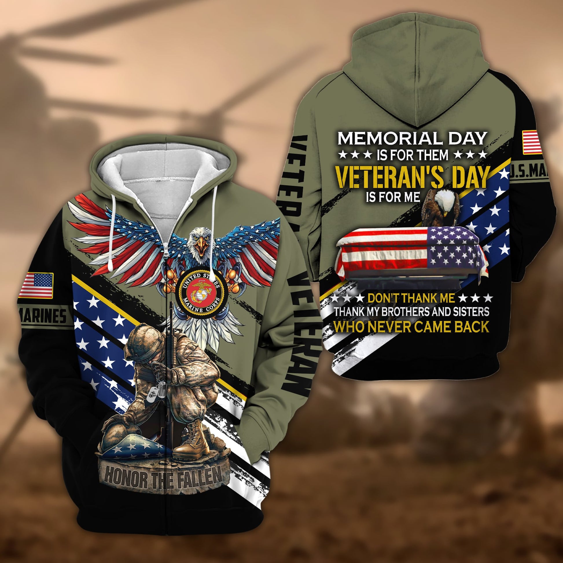 Premium Memorial Day Is For Them Veteran's Day Is For Me US Veteran Zip Hoodie APVC060901
