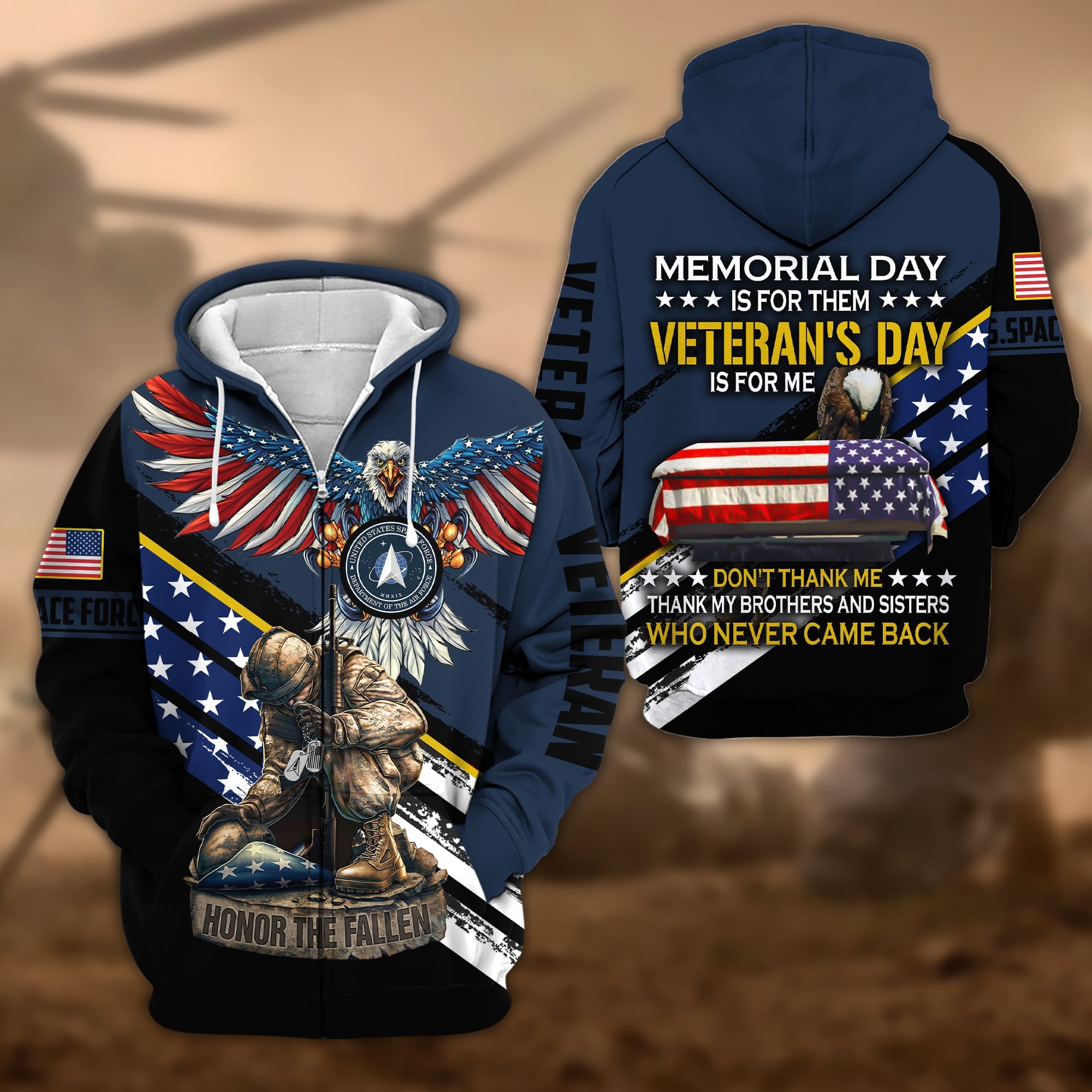 Premium Memorial Day Is For Them Veteran's Day Is For Me US Veteran Zip Hoodie APVC060901