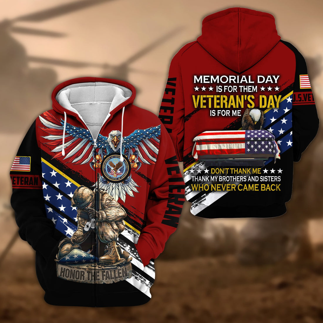 Premium Memorial Day Is For Them Veteran's Day Is For Me US Veteran Zip Hoodie APVC060901