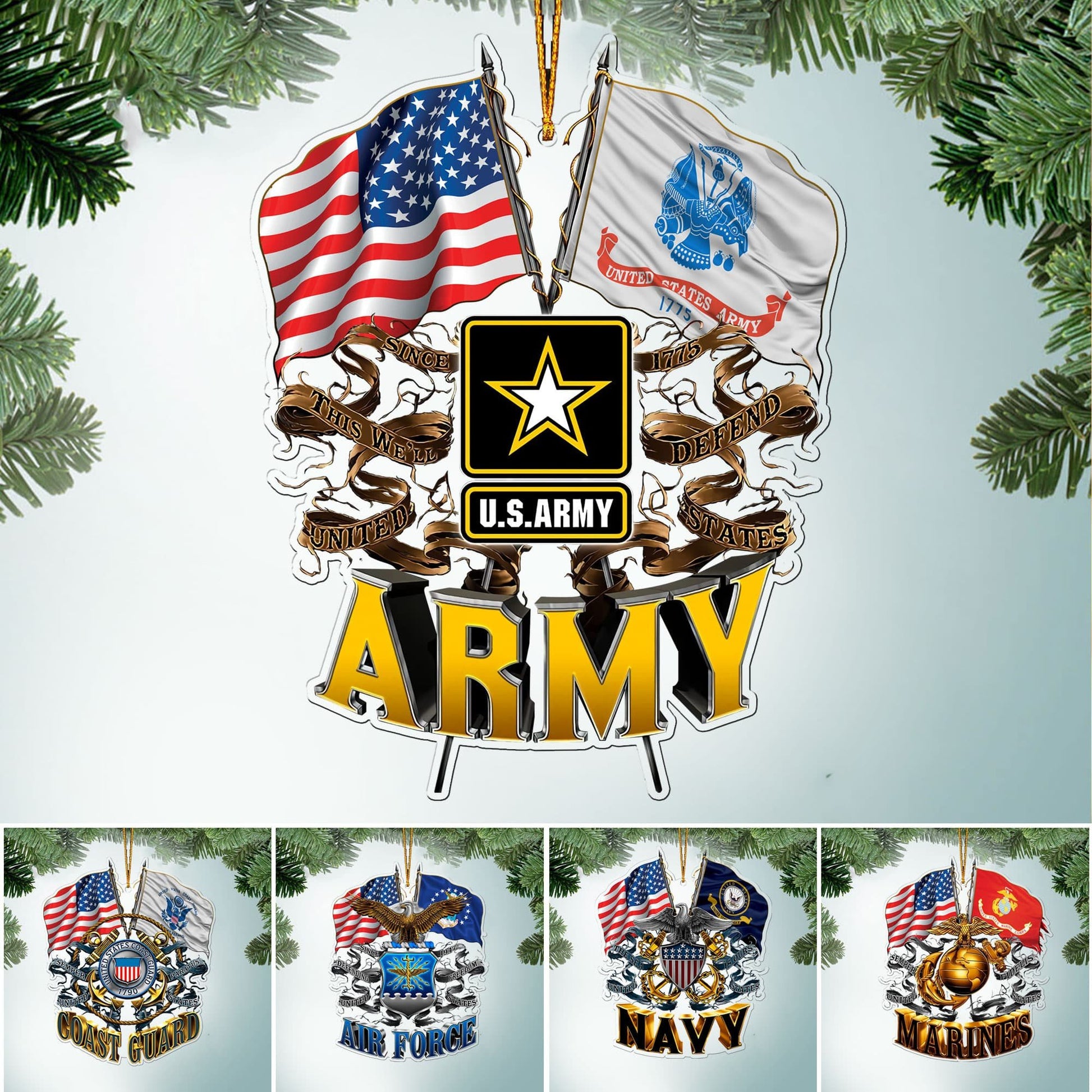 Premium Multiple Services US Veteran Ornament NPVC071011