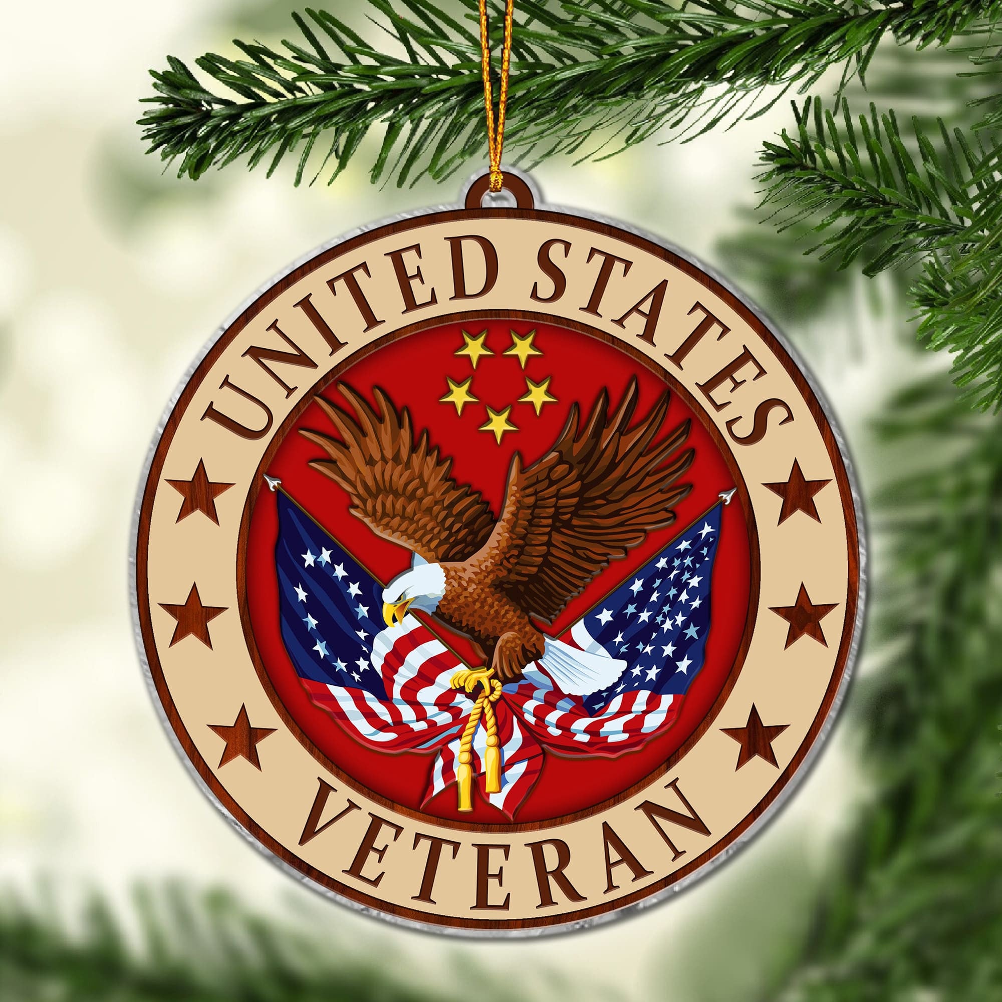 Premium Multiple US Military Services Veteran Ornament APVC250902