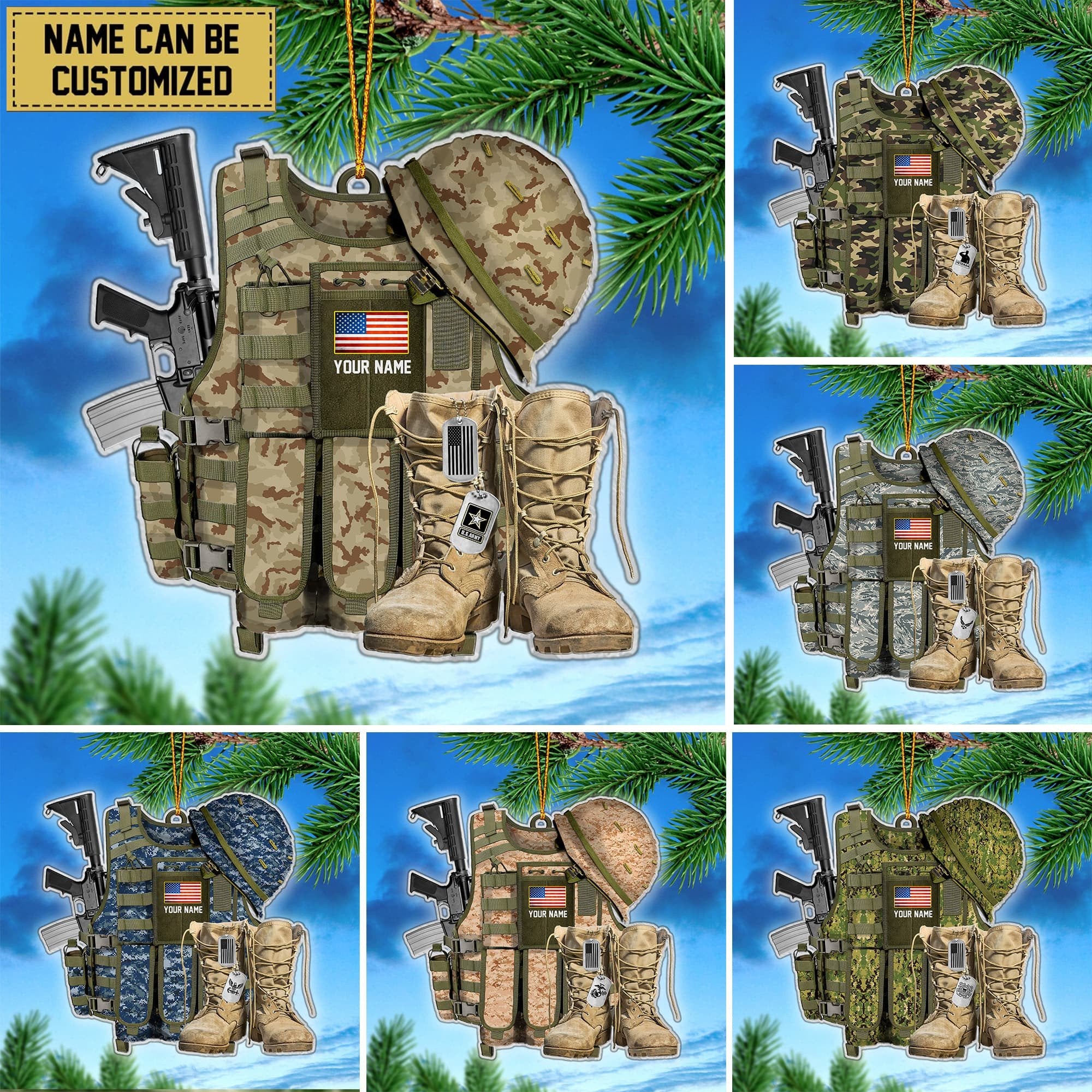 Premium Personalized Military Uniform US Veteran Ornament APVC260901