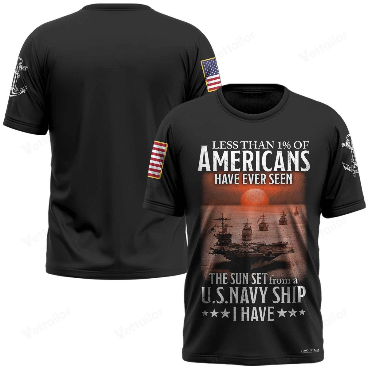 Custom Navy Ship T-Shirt x “Less Than 1% Of Americans Have Ever Seen The Sunset From A U.S. Navy Ship I Have”