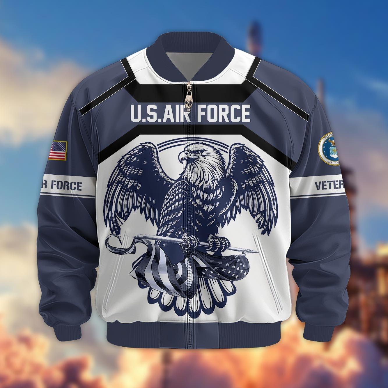 Premium US Veterans Bomber Jacket APHN060913, Gifts For US Veterans, Gifts For Veterans Day
