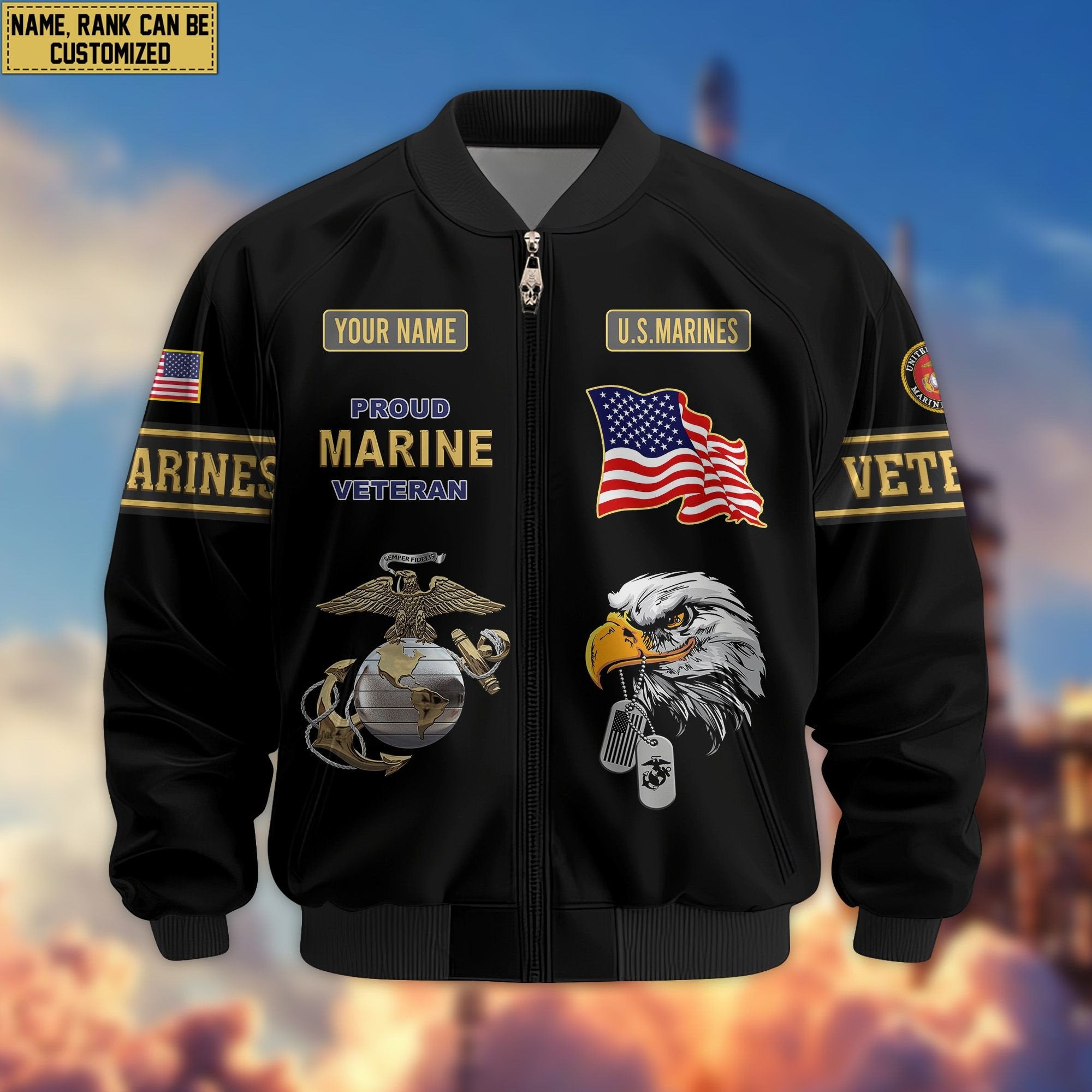 Premium Personalized US Veterans Bomber Jacket BPVC120901, Gifts For US Veterans, Gifts For Veterans Day