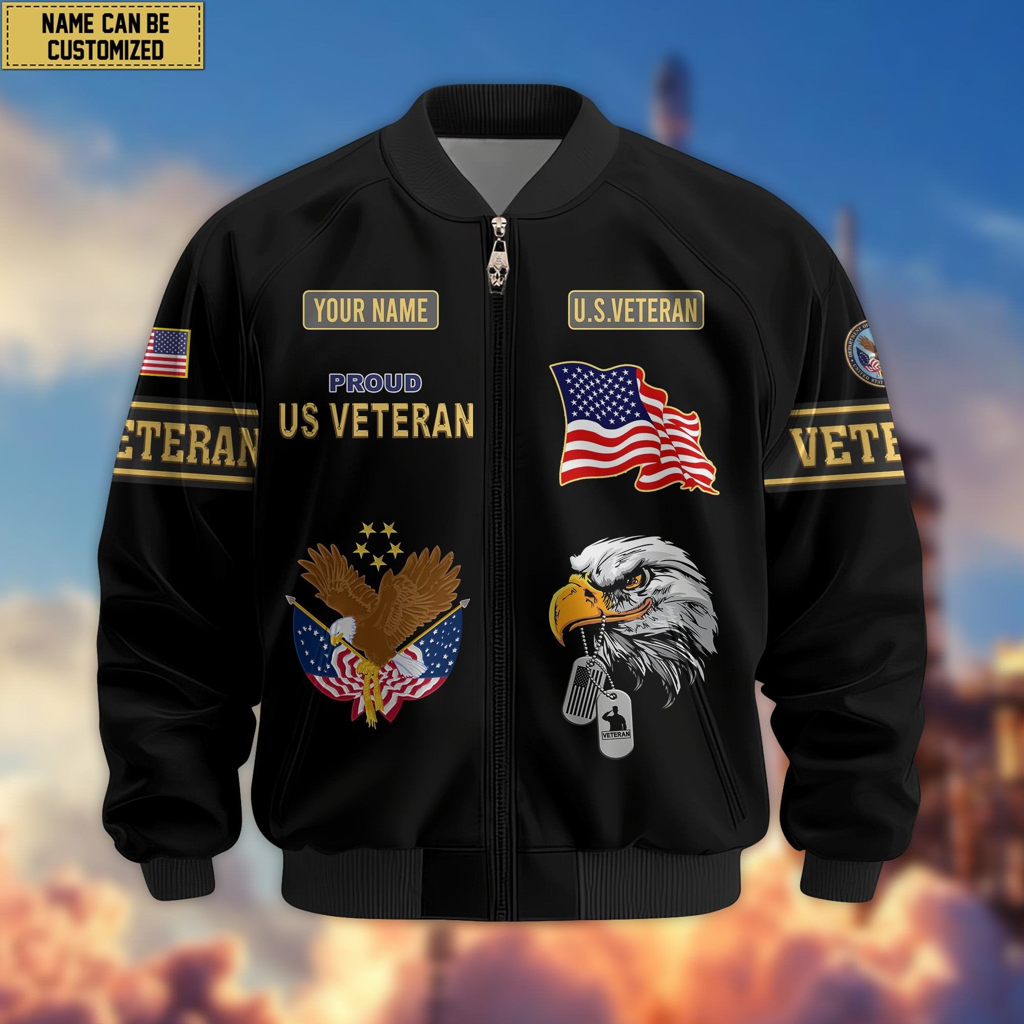 Premium Personalized US Veterans Bomber Jacket BPVC120901, Gifts For US Veterans, Gifts For Veterans Day