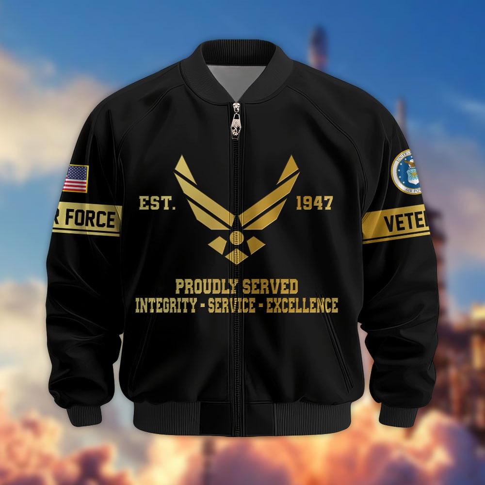 Premium Proudly Served US Veterans Bomber Jacket APHN090913, Gifts For US Veterans, Gifts For Veterans Day