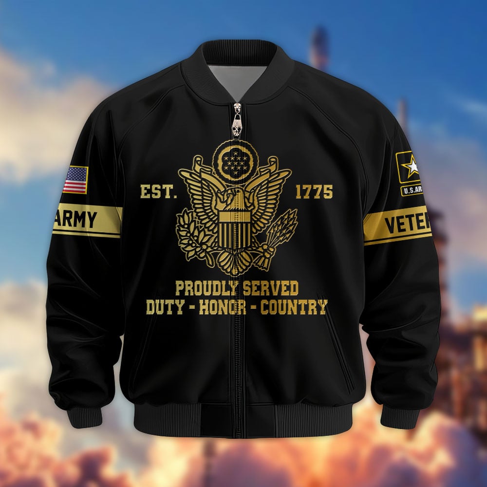 Premium Proudly Served US Veterans Bomber Jacket APHN090913, Gifts For US Veterans, Gifts For Veterans Day
