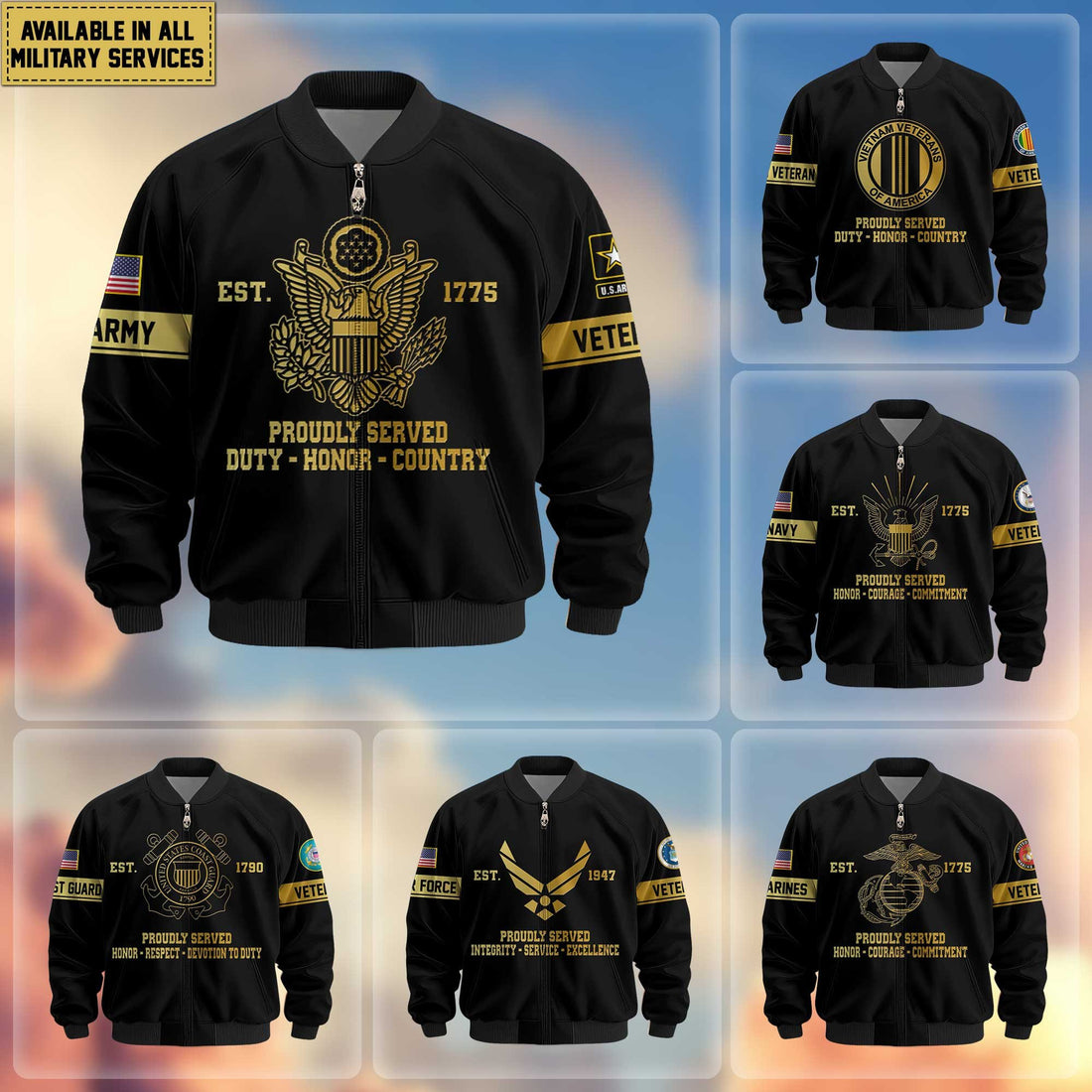 Premium Proudly Served US Veterans Bomber Jacket APHN090913, Gifts For US Veterans, Gifts For Veterans Day