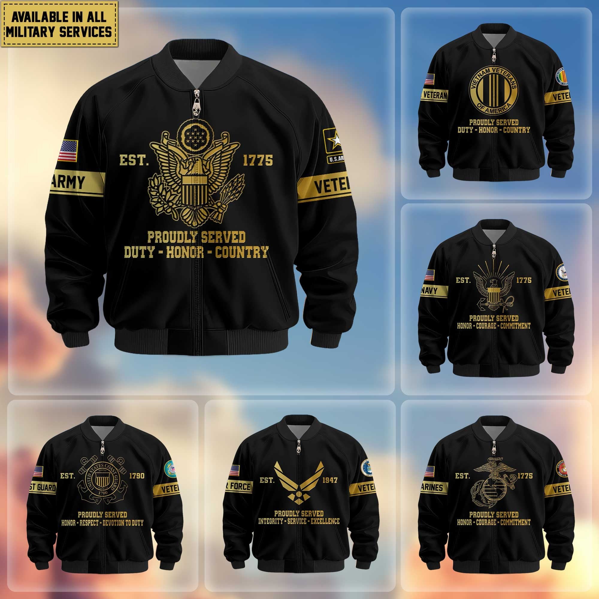 Premium Proudly Served US Veterans Bomber Jacket APHN090913, Gifts For US Veterans, Gifts For Veterans Day
