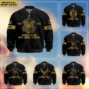 Premium Proudly Served US Veterans Bomber Jacket APHN090913, Gifts For US Veterans, Gifts For Veterans Day