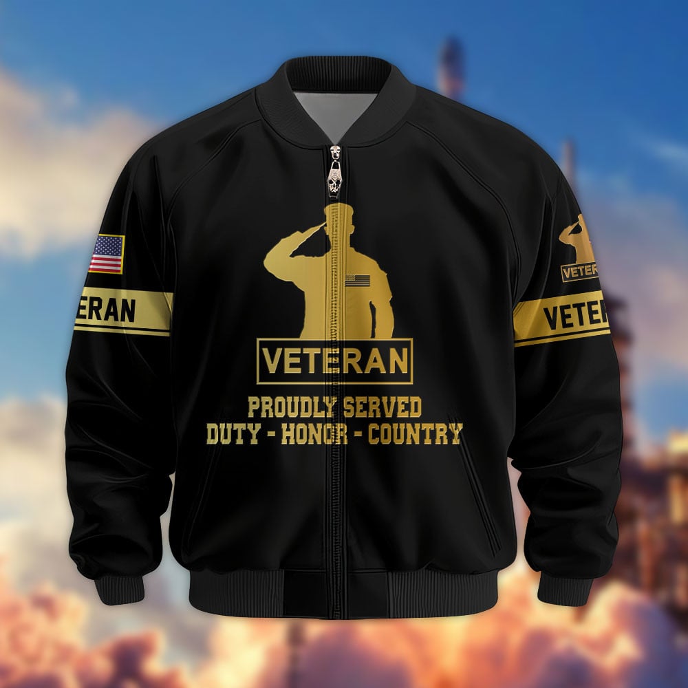 Premium Proudly Served US Veterans Bomber Jacket APHN090913, Gifts For US Veterans, Gifts For Veterans Day