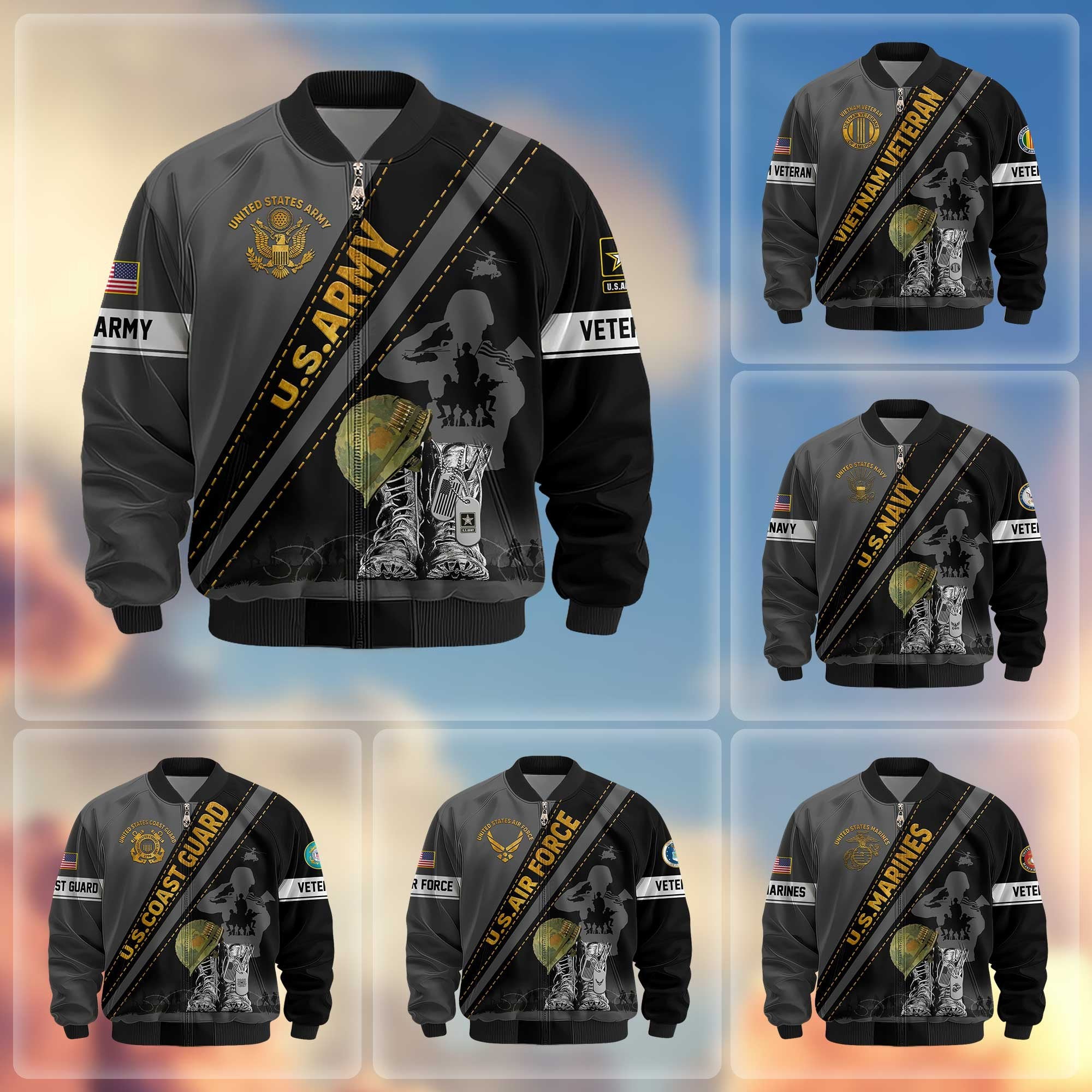 Premium US Veterans Bomber Jacket APHN250912, Gifts For US Veterans, Gifts For Veterans Day