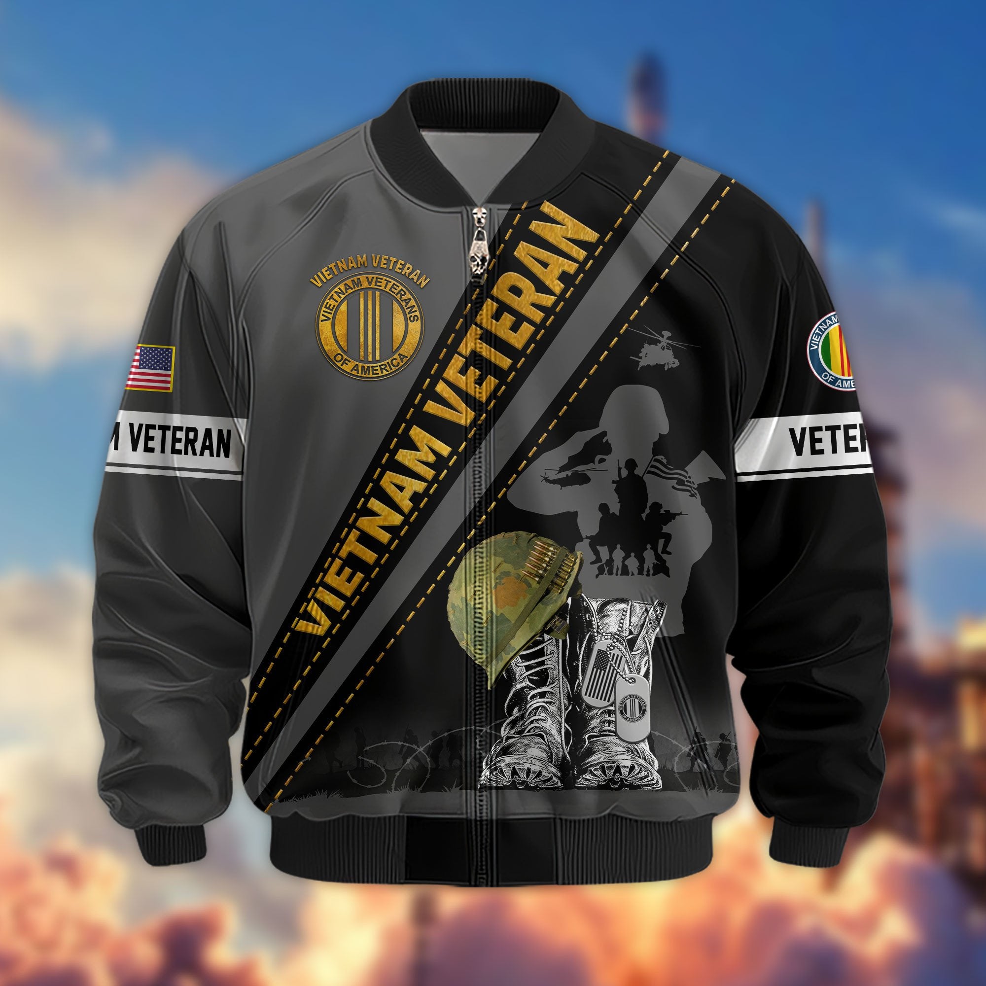 Premium US Veterans Bomber Jacket APHN250912, Gifts For US Veterans, Gifts For Veterans Day