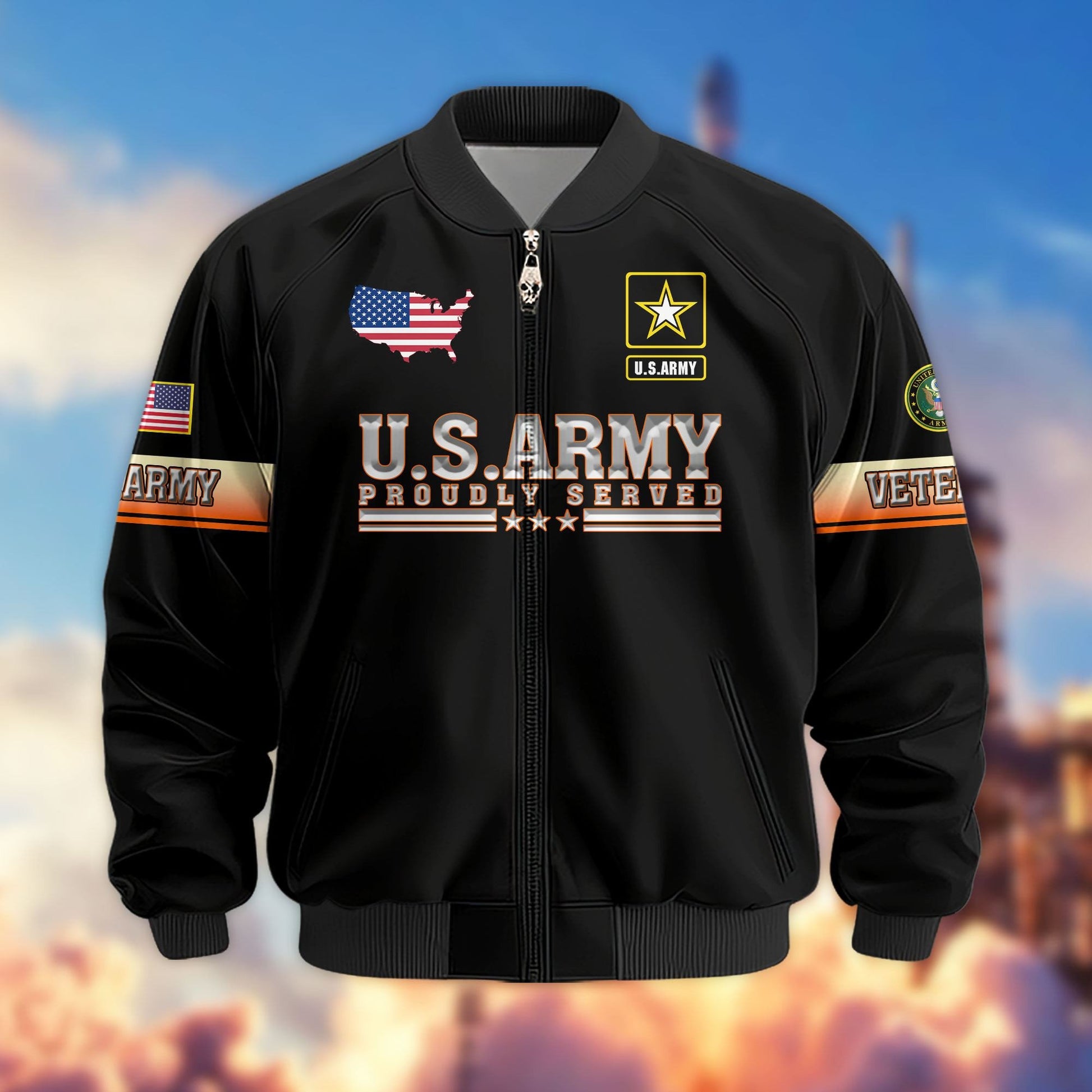 Premium US Veterans Bomber Jacket APHN071014, Gifts For US Veterans, Gifts For Veterans Day