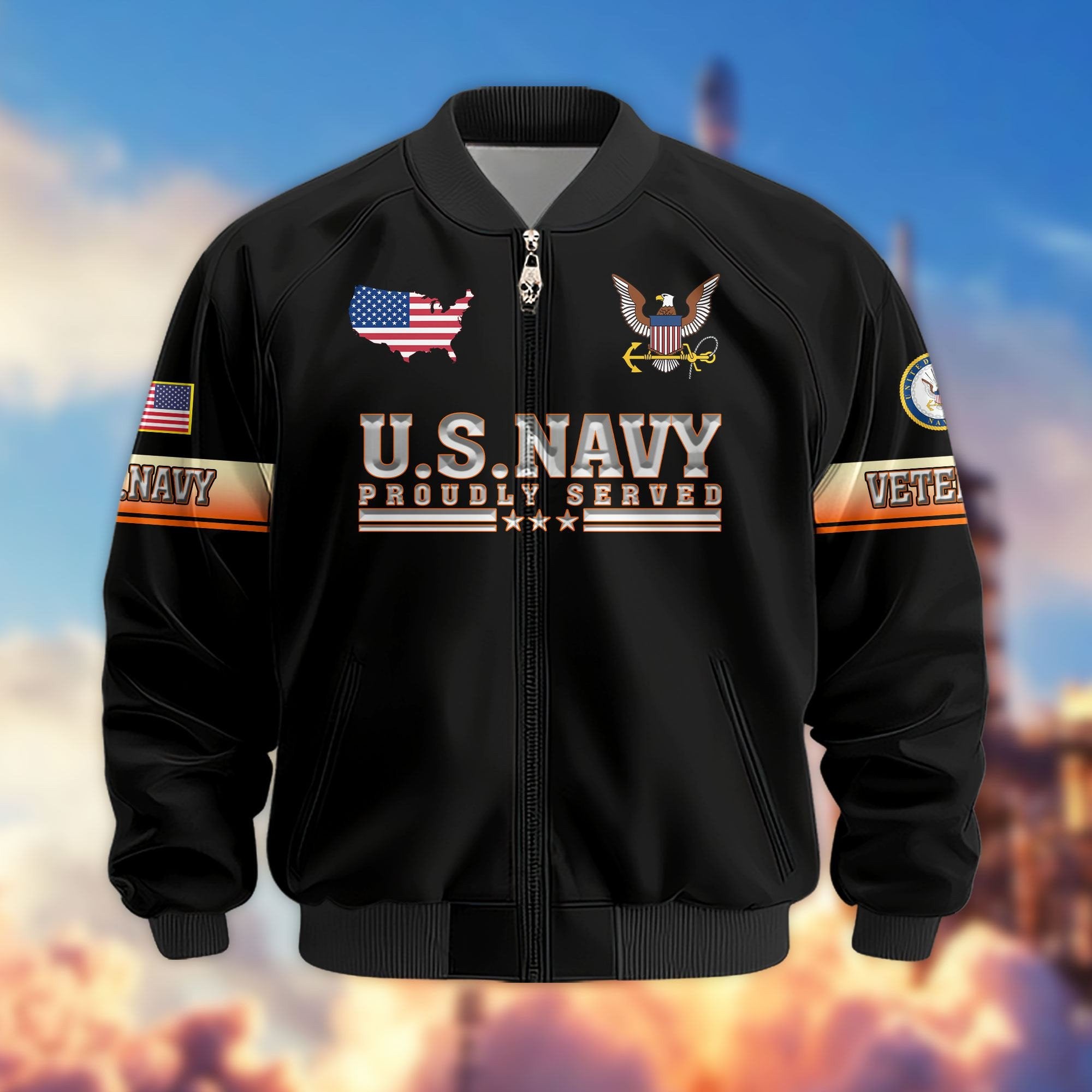 Premium US Veterans Bomber Jacket APHN071014, Gifts For US Veterans, Gifts For Veterans Day