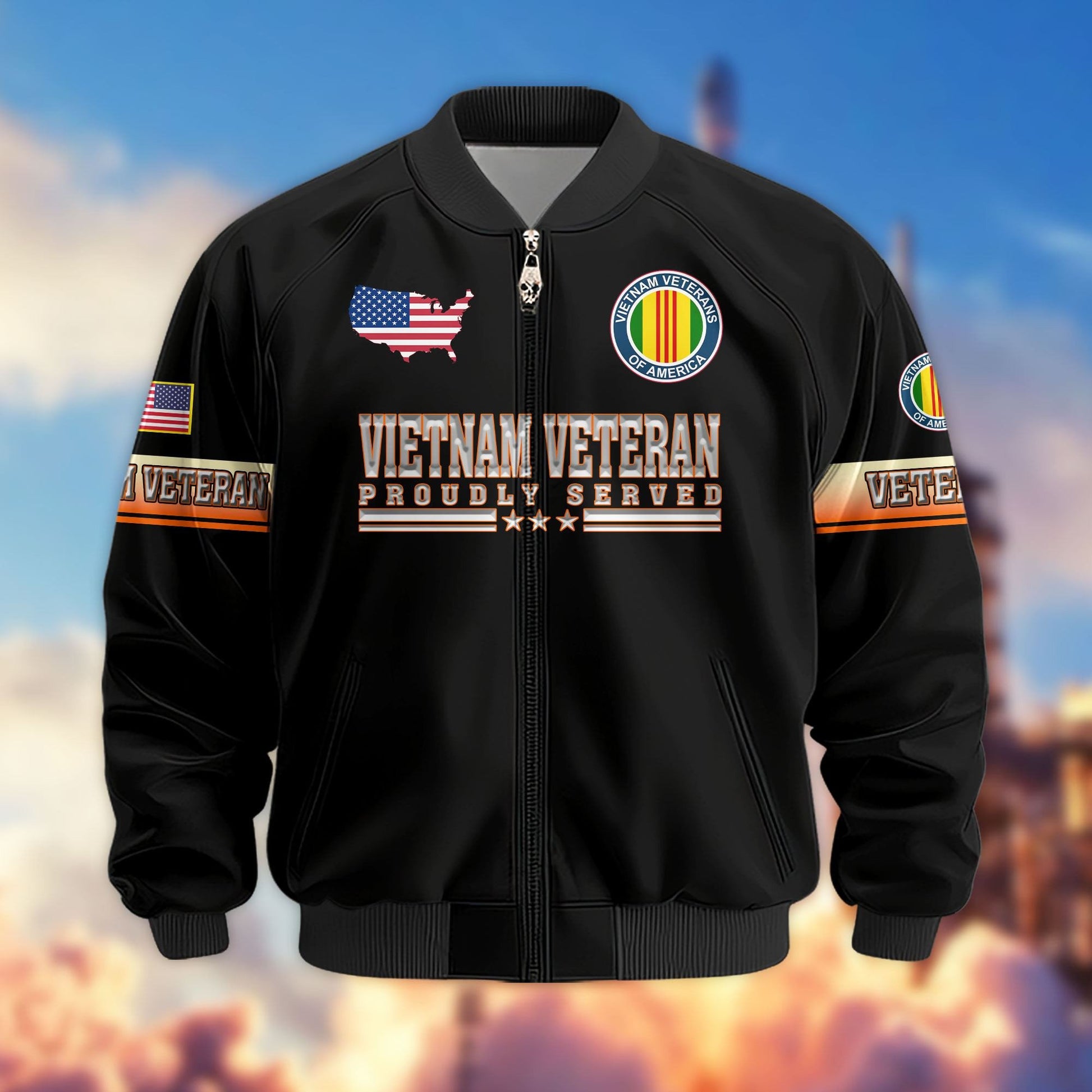 Premium US Veterans Bomber Jacket APHN071014, Gifts For US Veterans, Gifts For Veterans Day