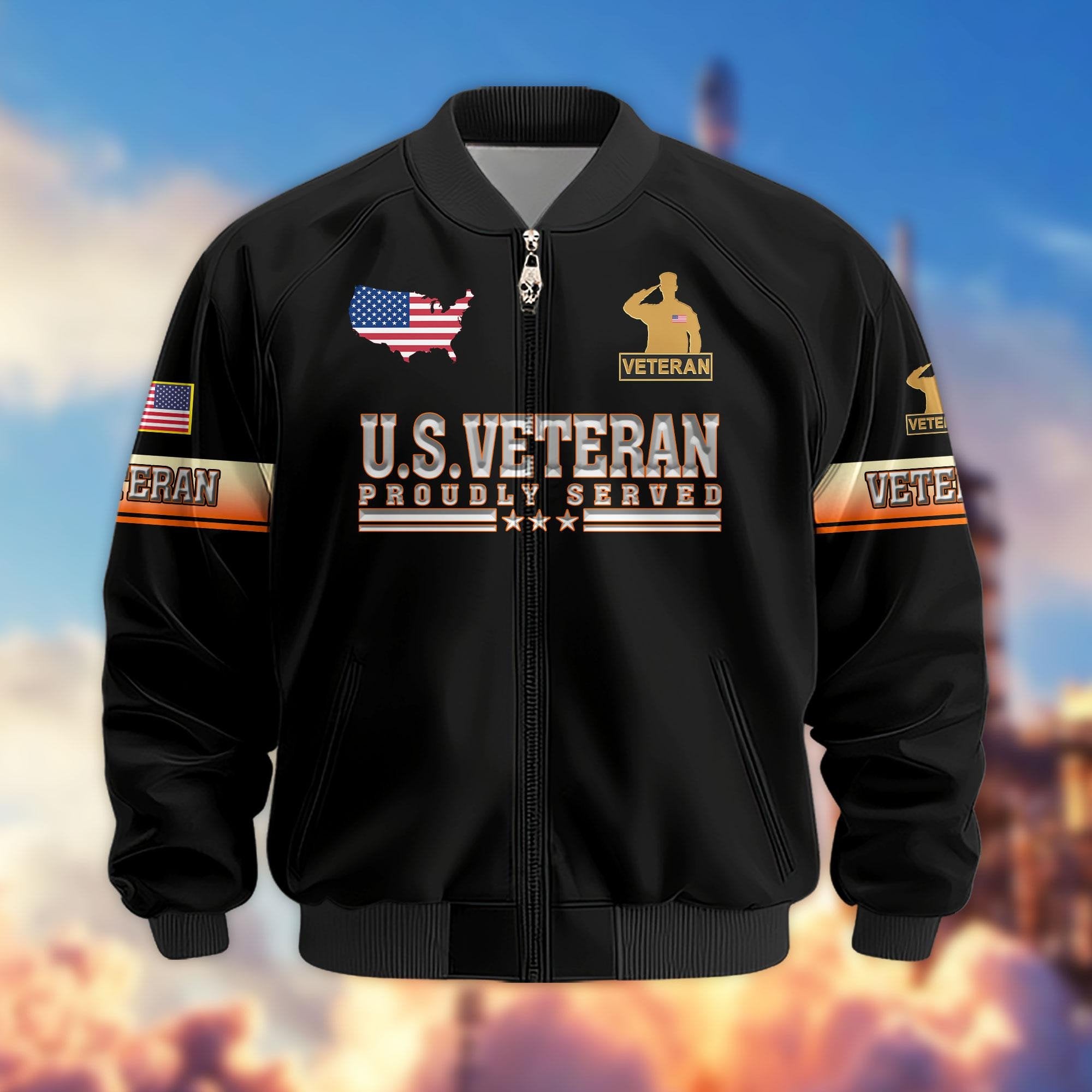 Premium US Veterans Bomber Jacket APHN071014, Gifts For US Veterans, Gifts For Veterans Day