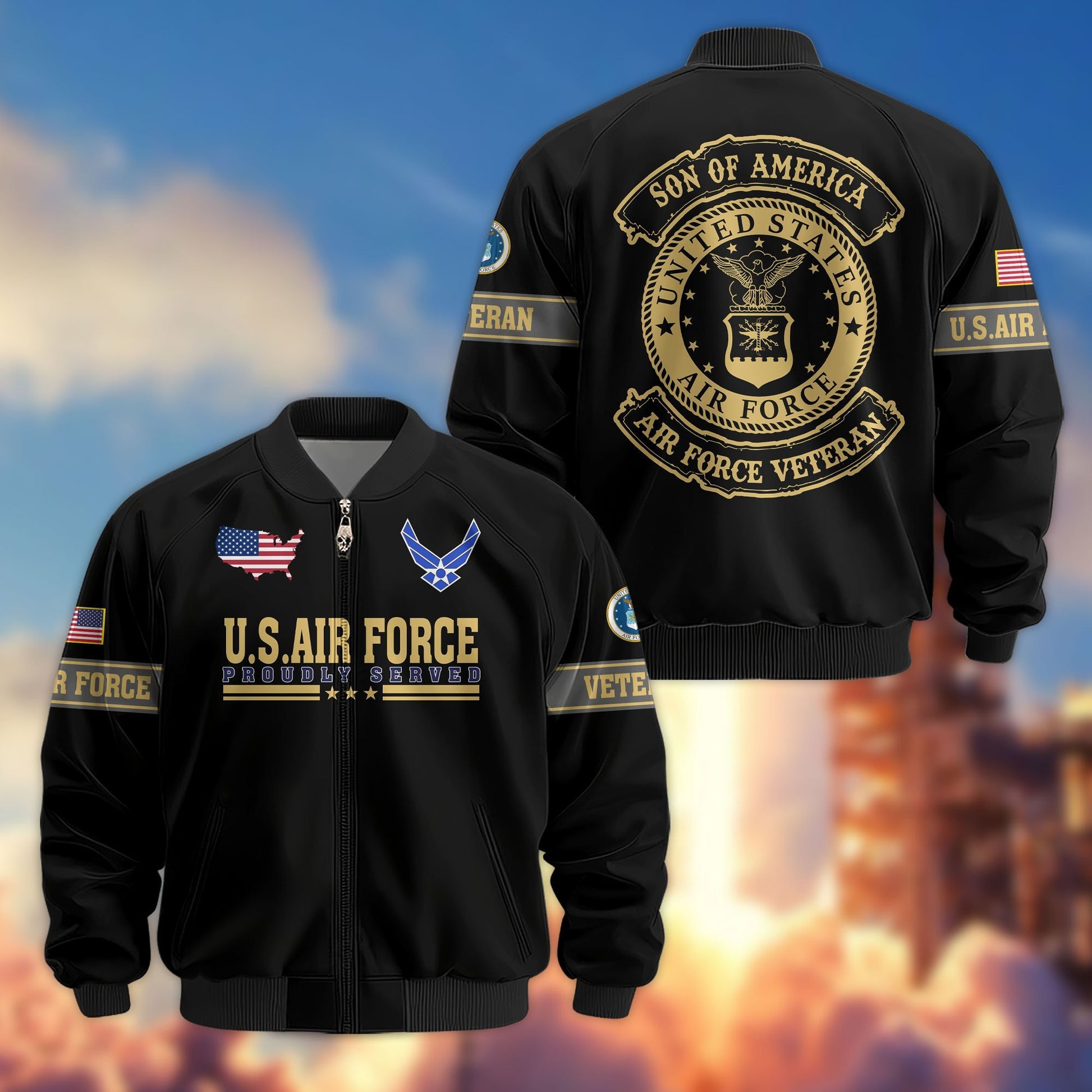 Premium Son Of America US Veterans Bomber Jacket APHN081011, Gifts For US Veterans, Gifts For Veterans Day