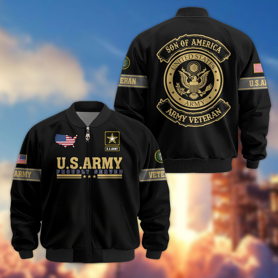 Premium Son Of America US Veterans Bomber Jacket APHN081011, Gifts For US Veterans, Gifts For Veterans Day