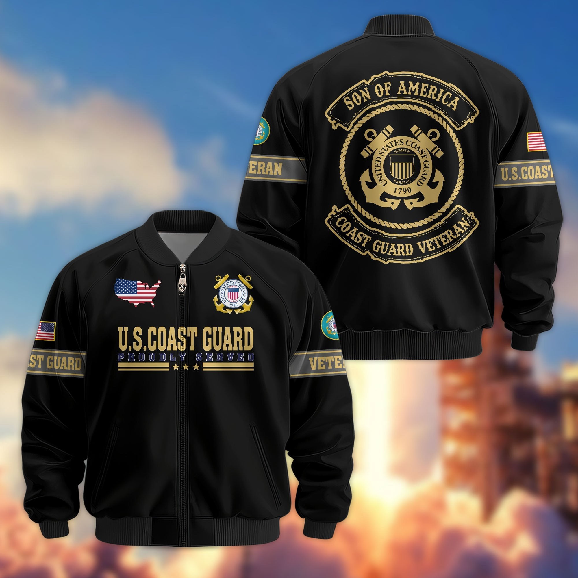 Premium Son Of America US Veterans Bomber Jacket APHN081011, Gifts For US Veterans, Gifts For Veterans Day