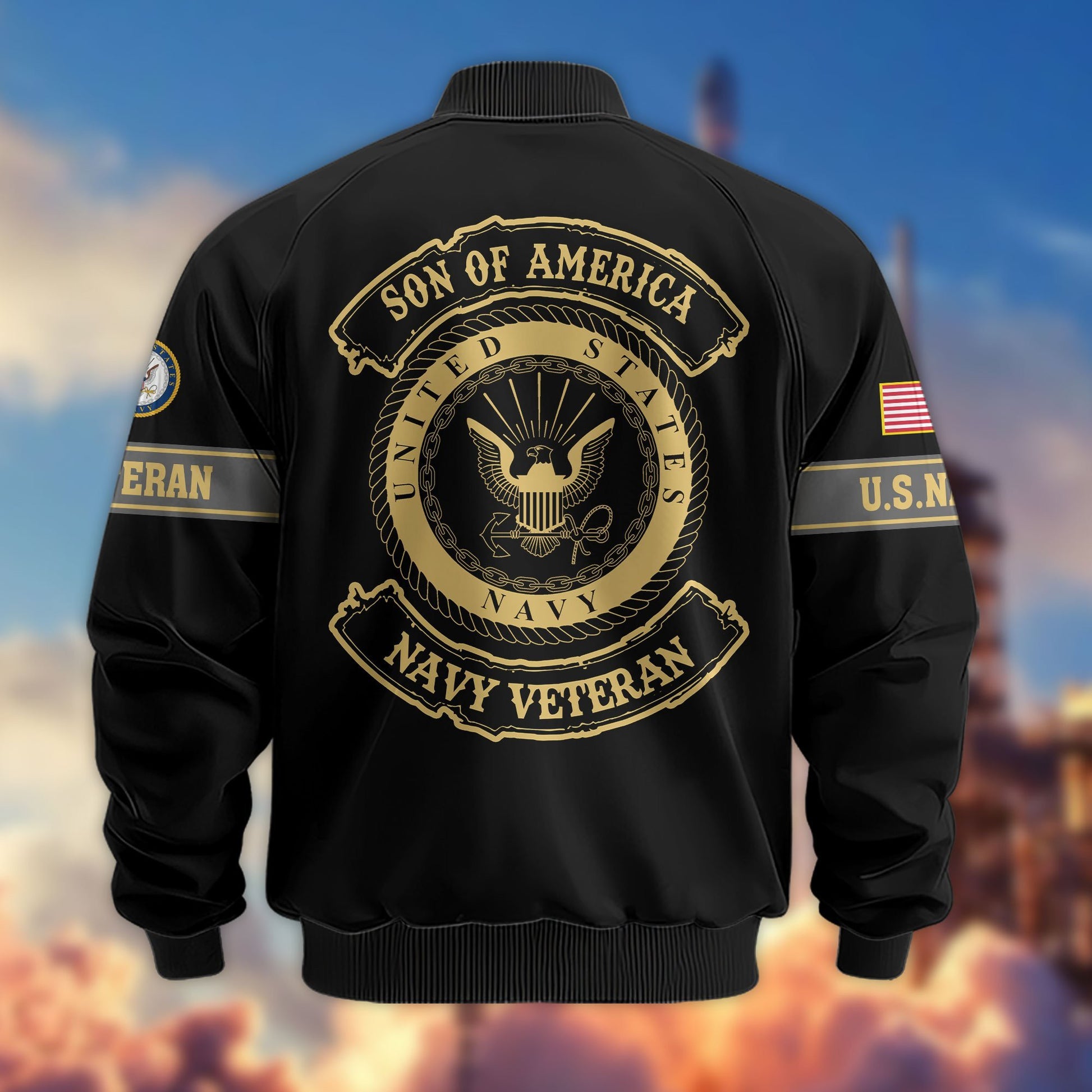 Premium Son Of America US Veterans Bomber Jacket APHN081011, Gifts For US Veterans, Gifts For Veterans Day