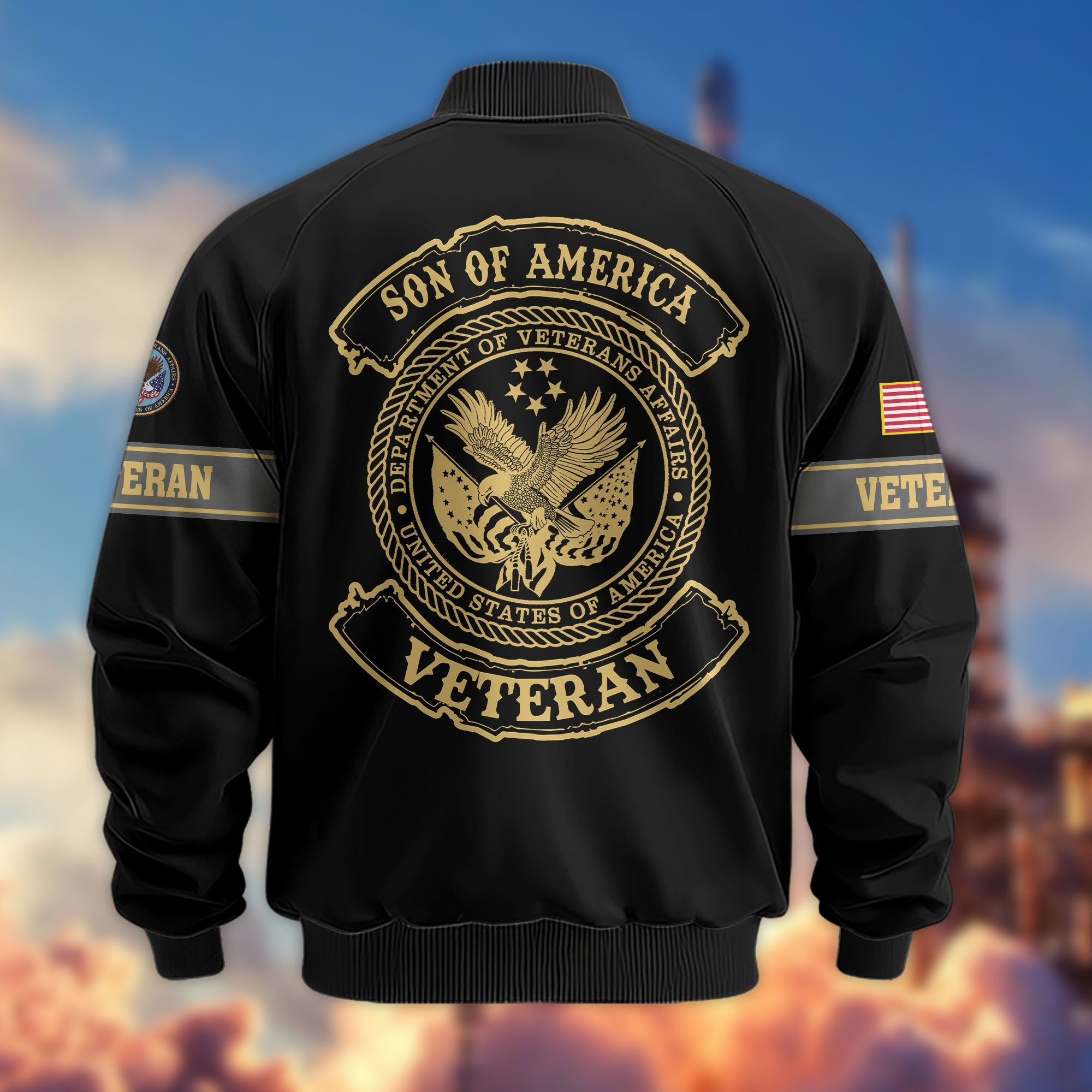 Premium Son Of America US Veterans Bomber Jacket APHN081011, Gifts For US Veterans, Gifts For Veterans Day