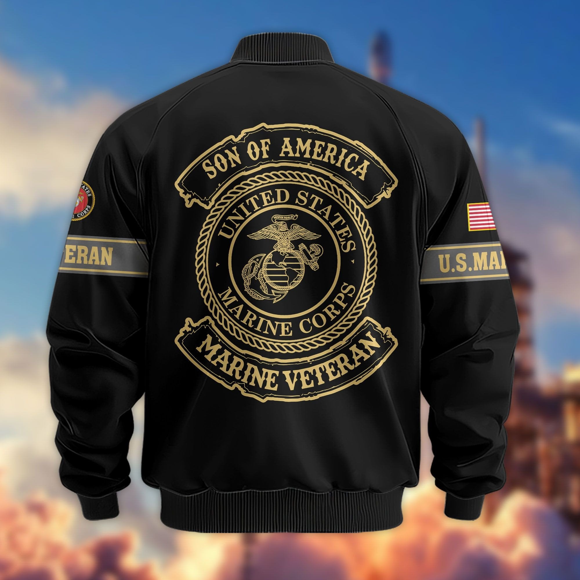 Premium Son Of America US Veterans Bomber Jacket APHN081011, Gifts For US Veterans, Gifts For Veterans Day