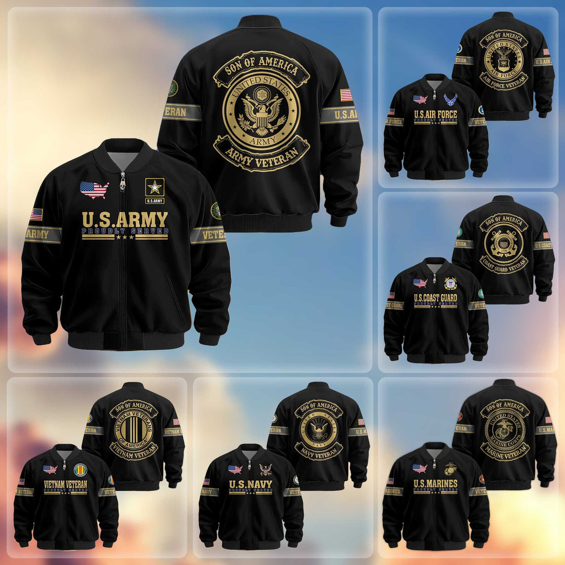 Premium Son Of America US Veterans Bomber Jacket APHN081011, Gifts For US Veterans, Gifts For Veterans Day