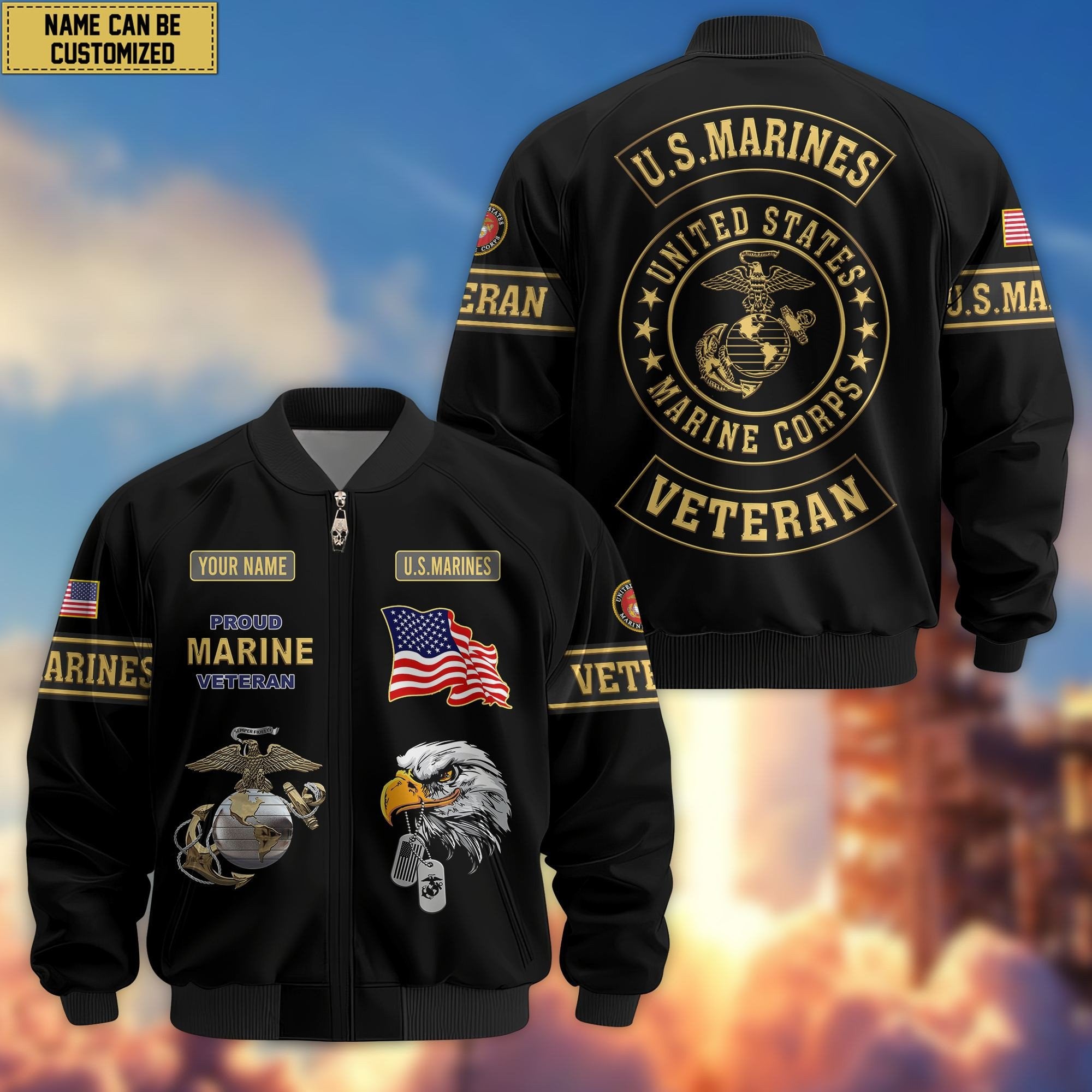 Premium Personalized US Veterans Bomber Jacket BPVC120901, Gifts For US Veterans, Gifts For Veterans Day