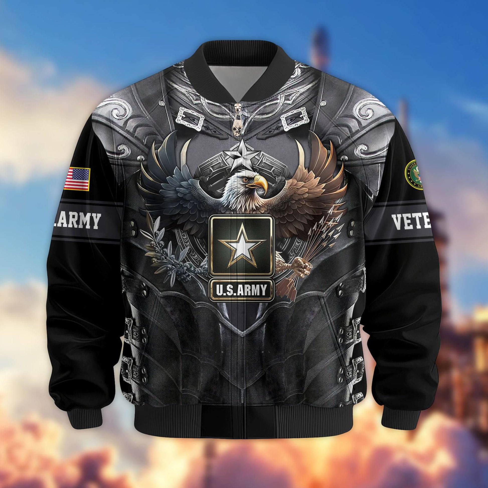 Premium US Veterans Bomber Jacket BPHN140113, Gifts For US Veterans, Gifts On Father's Day, Armed Force Day, Independence Day, Veterans Day.