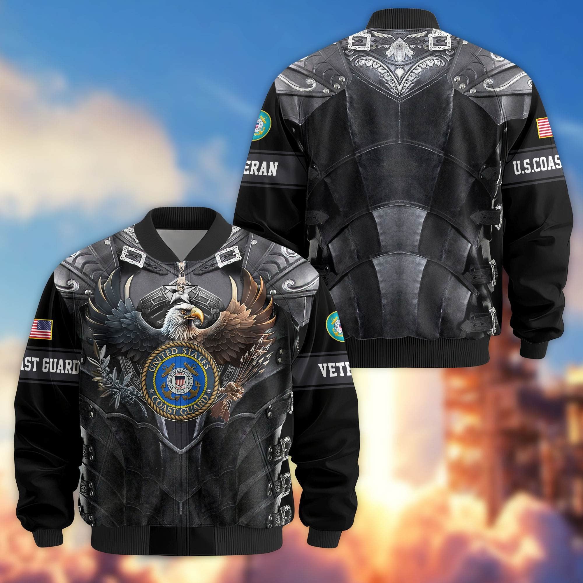 Premium US Veterans Bomber Jacket BPHN140113, Gifts For US Veterans, Gifts On Father's Day, Armed Force Day, Independence Day, Veterans Day.