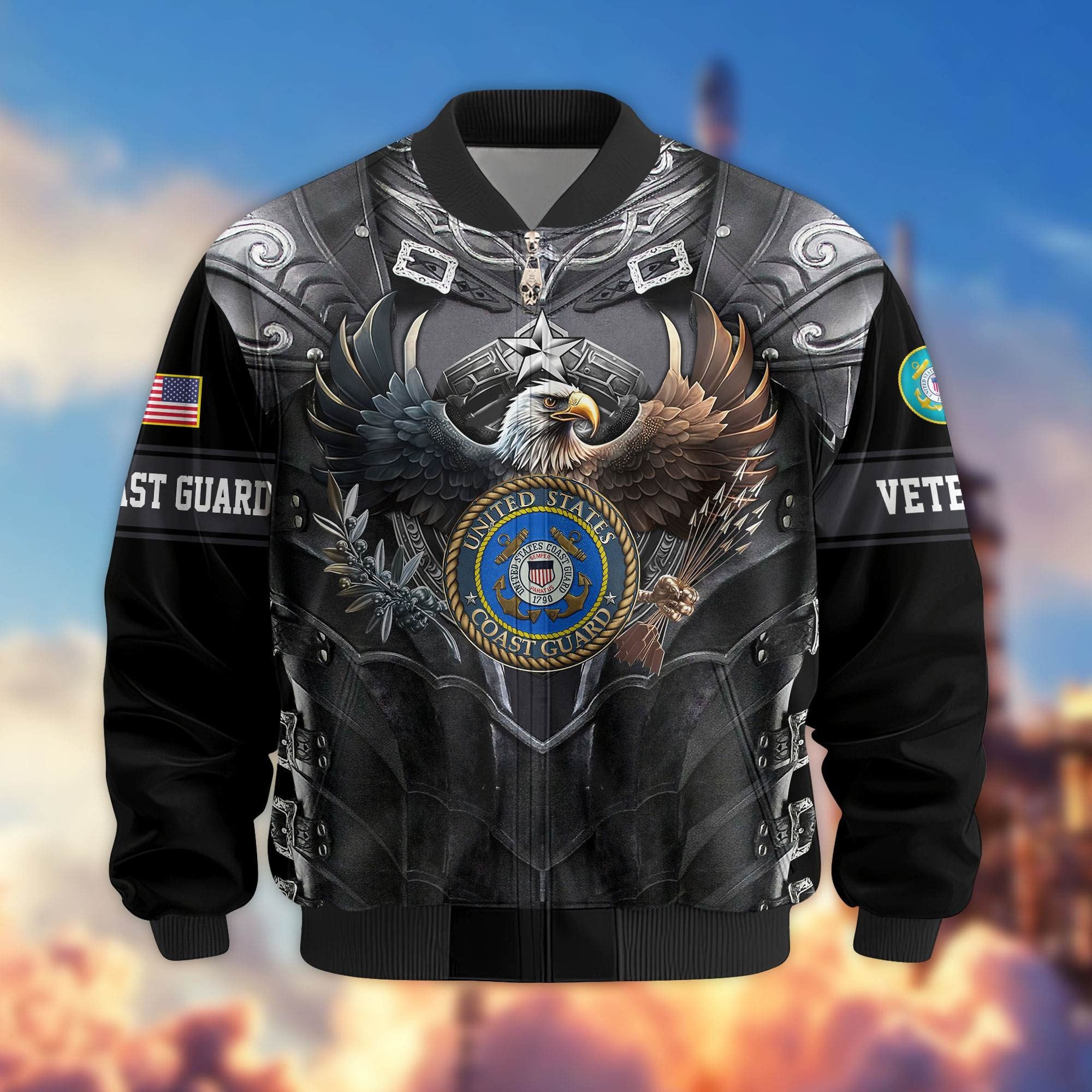 Premium US Veterans Bomber Jacket BPHN140113, Gifts For US Veterans, Gifts On Father's Day, Armed Force Day, Independence Day, Veterans Day.