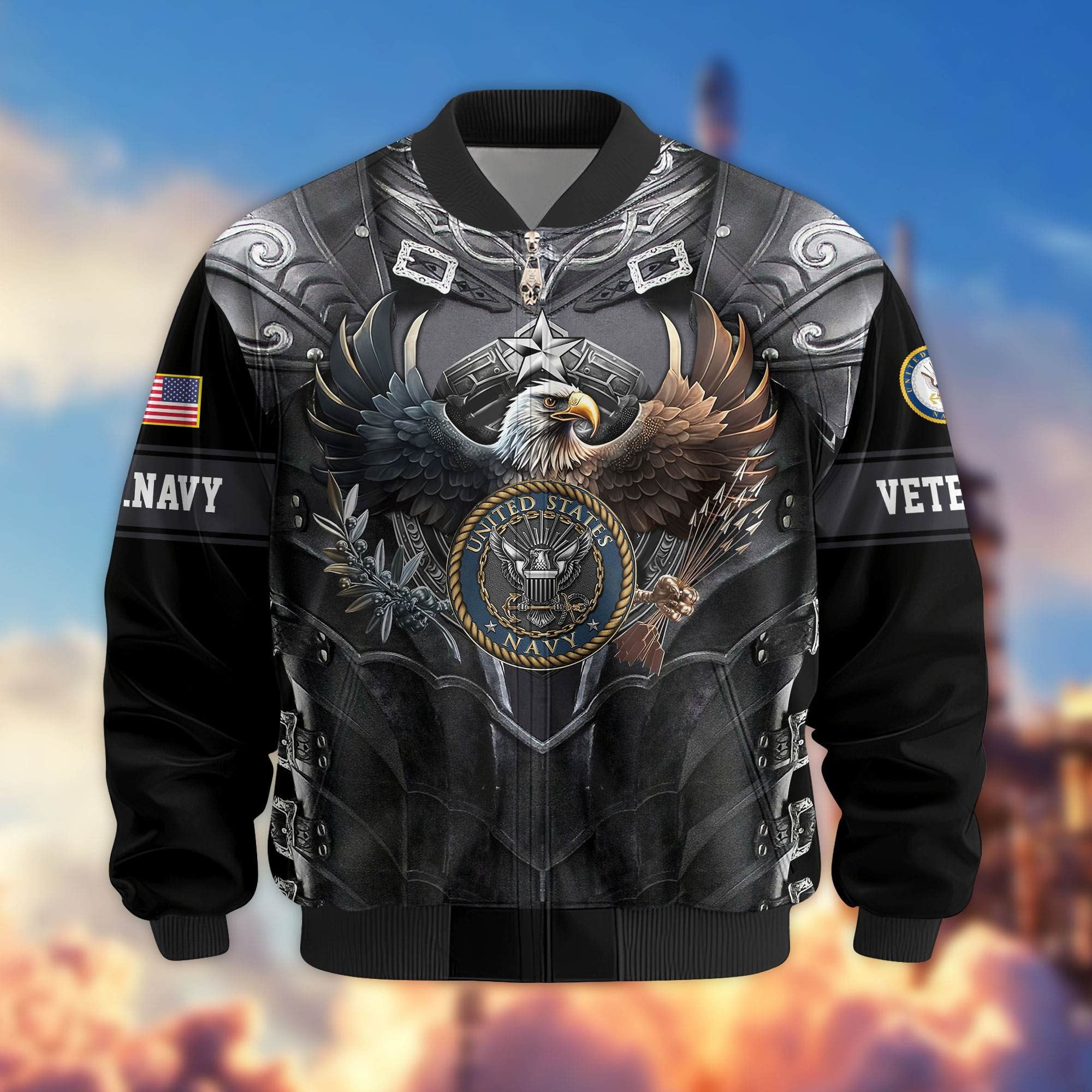 Premium US Veterans Bomber Jacket BPHN140113, Gifts For US Veterans, Gifts On Father's Day, Armed Force Day, Independence Day, Veterans Day.