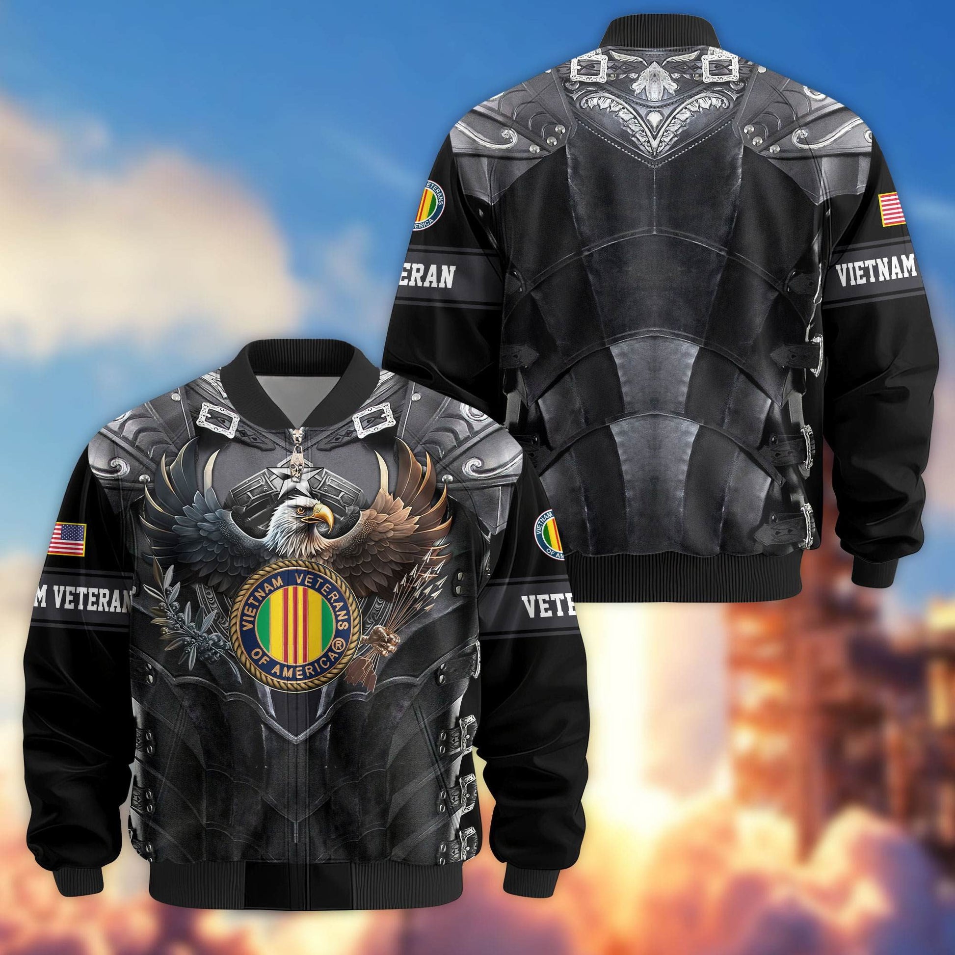 Premium US Veterans Bomber Jacket BPHN140113, Gifts For US Veterans, Gifts On Father's Day, Armed Force Day, Independence Day, Veterans Day.